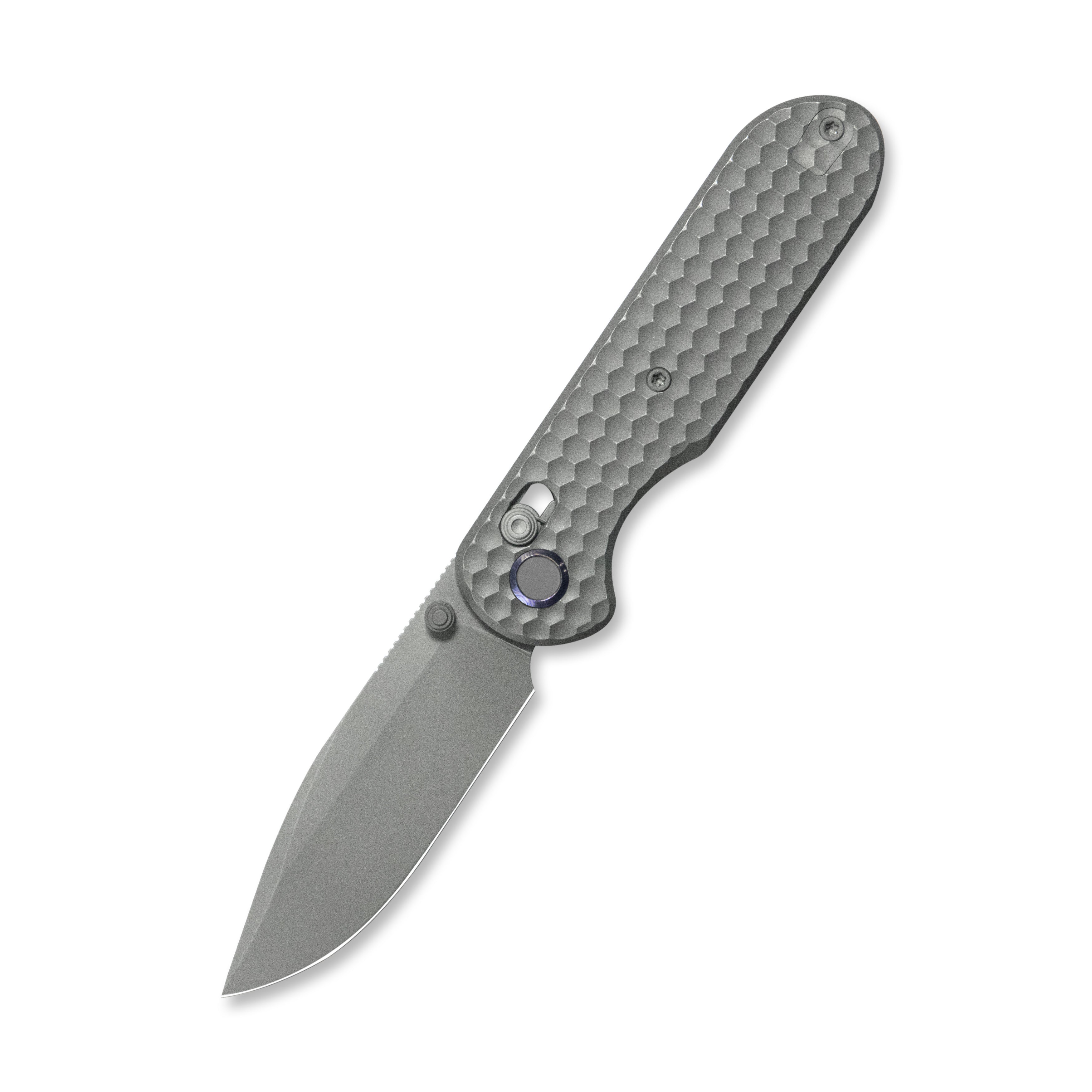 (Pre-order) : Geo knife Ethereal Cutter Axis lock Folding Knife Gray 6AL4V Titanium Handle 3.0" Darkwash Bohler M390 Blade GEO2402C