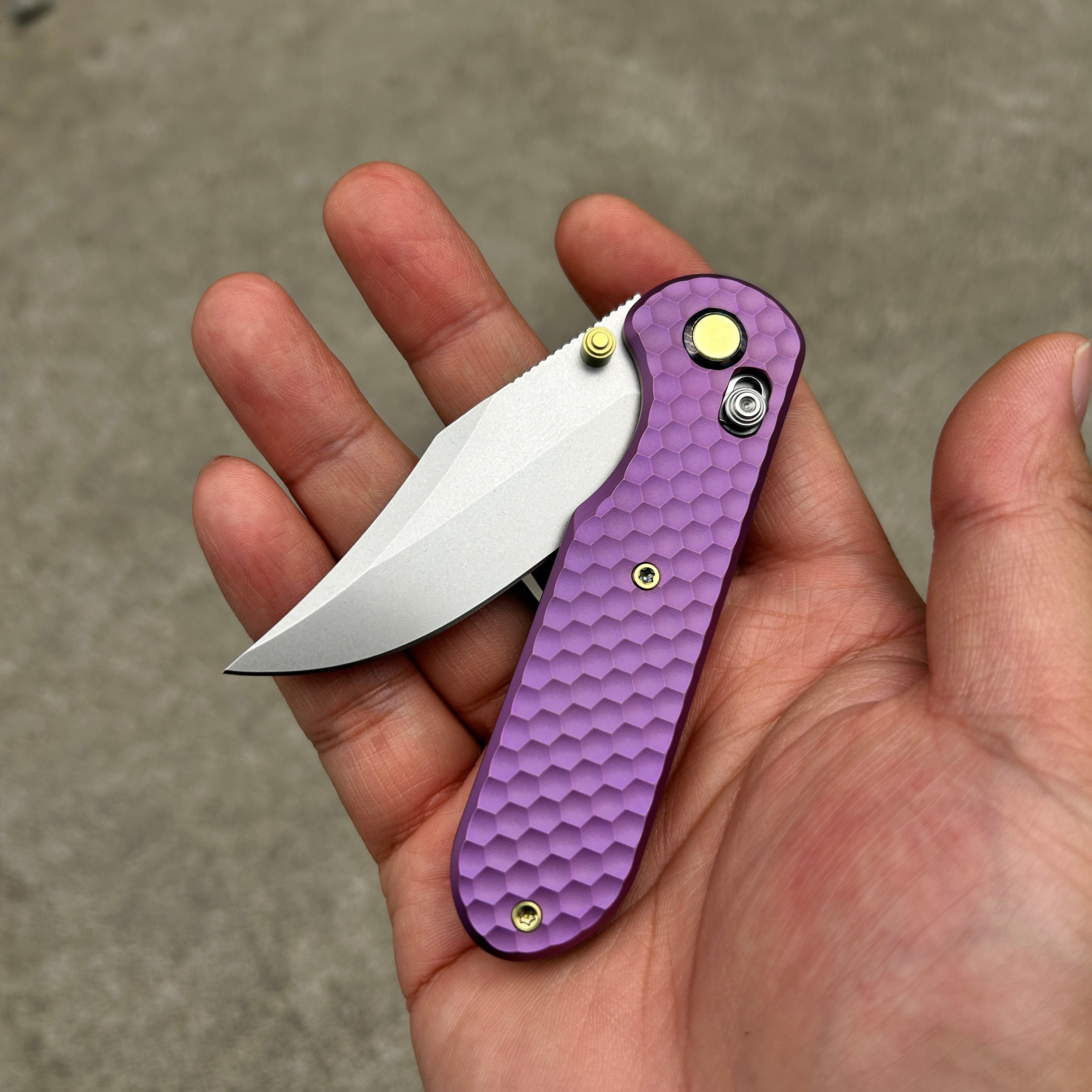 (Pre-order) : Geo knife Ethereal Cutter Axis lock Folding Knife Purple 6AL4V Titanium Handle 3.03" Stonewash Bohler M390 Blade GEO2401I