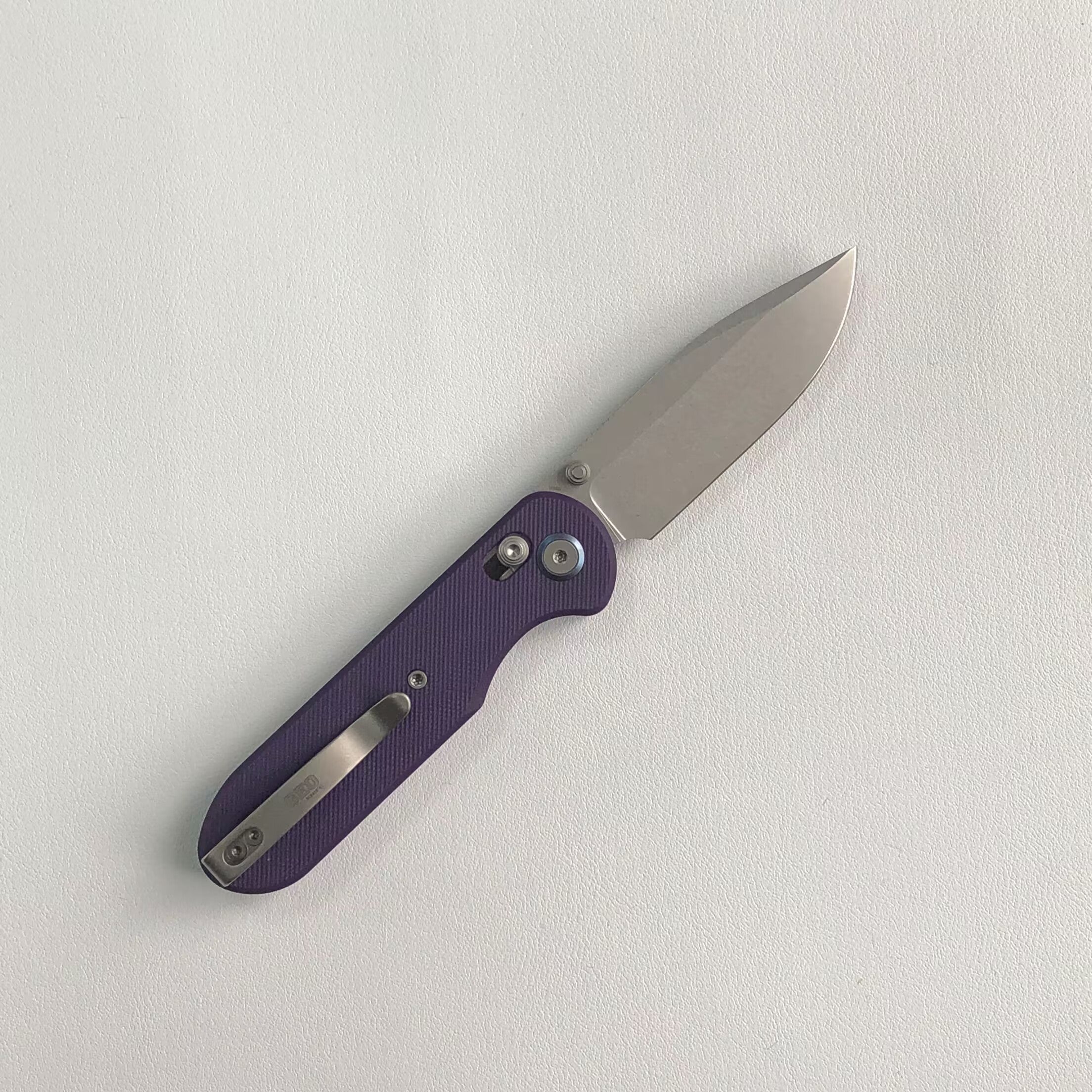 (Pre-order) : Geo knife Ethereal Cutter Axis lock Folding Knife Purple G10 Handle 3.03" Stonewash Bohler M390 Blade GEO2402L