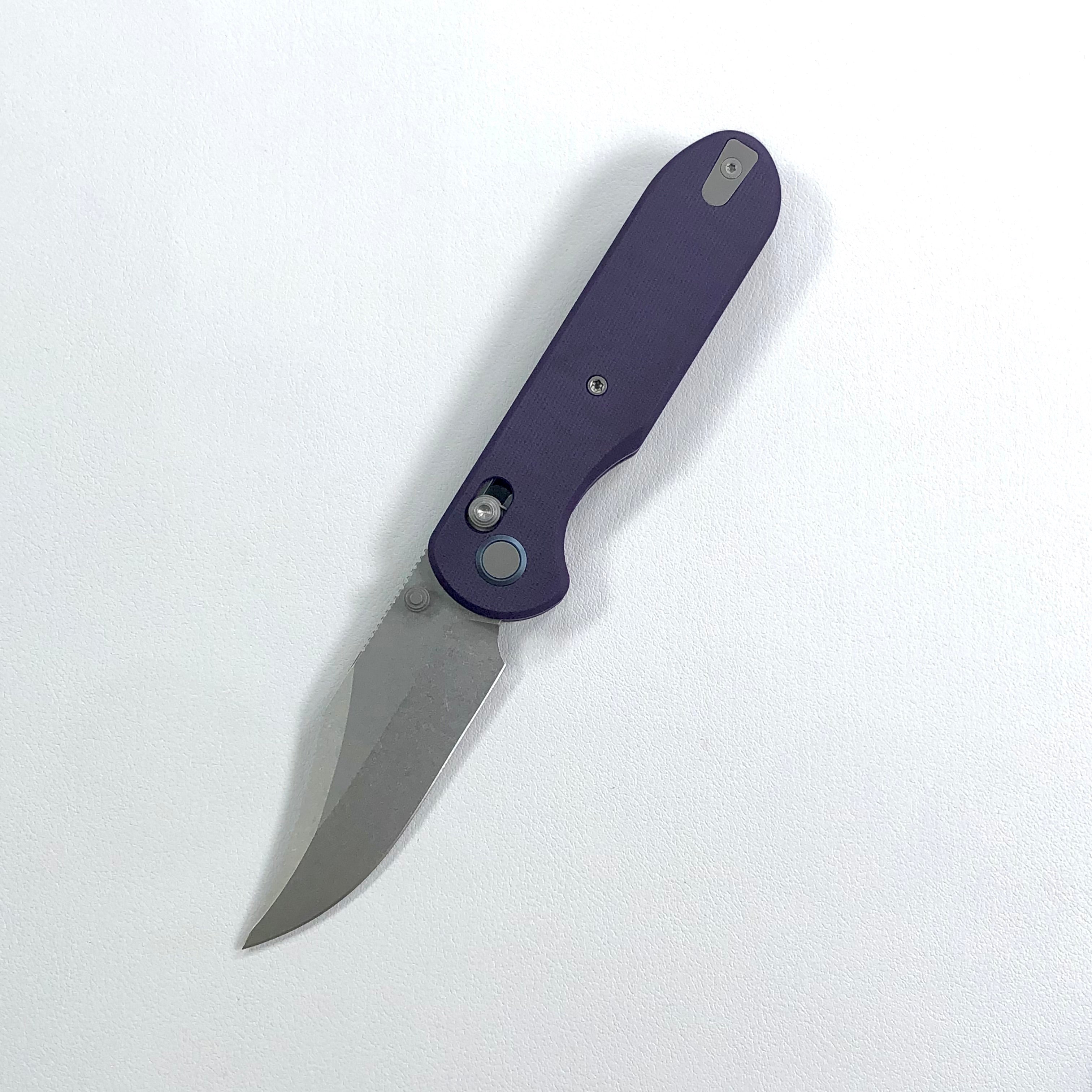 (Pre-order) : Geo knife Ethereal Cutter Axis lock Folding Knife Purple G10 Handle 3.03" Stonewash Bohler M390 Blade GEO2401L