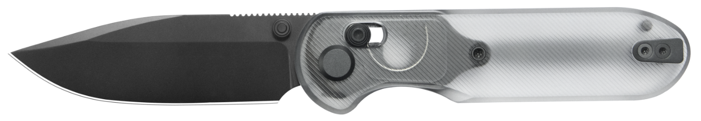 Blade HQ Exclusives SKU : GEO Knife Ethereal Cutter Axis lock Folding Knife Clean Lexan Handle 3.0" Black DLC CPM S90V Blade GEO2402P