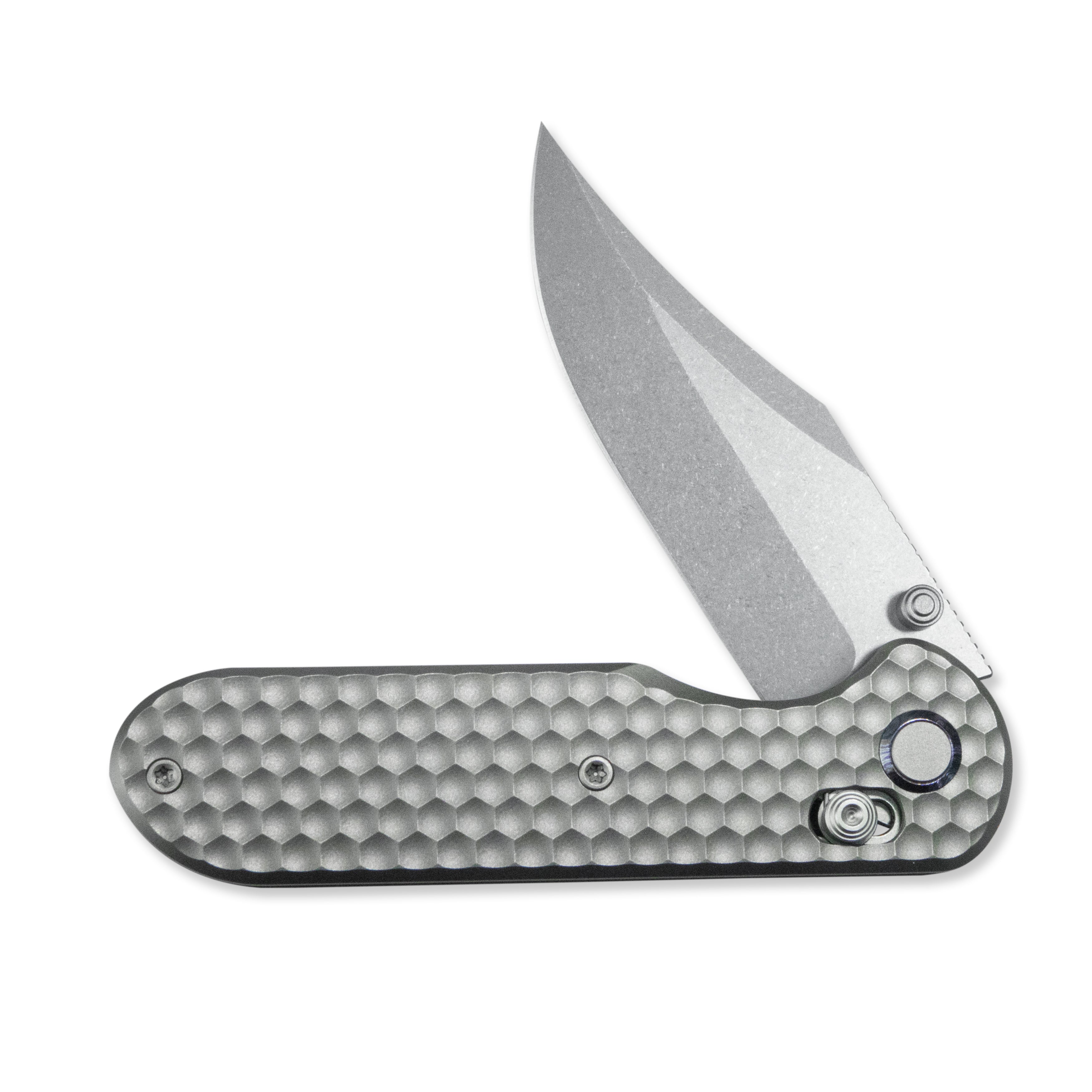 Geo knife Ethereal Cutter Axis lock Folding Knife Gray 6AL4V Titanium Handle 3.03" Stonewash Bohler M390 Blade GEO2401A