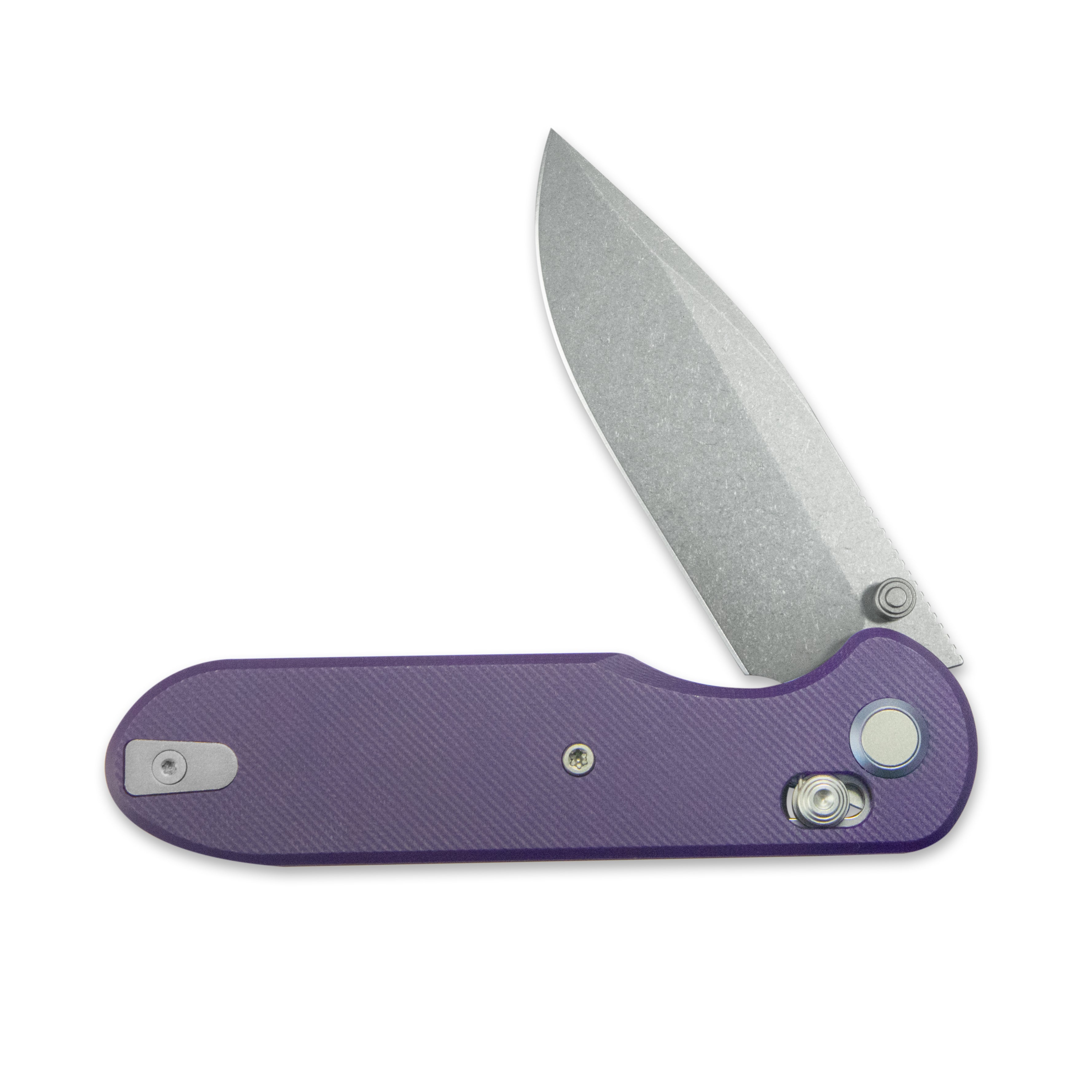 (Pre-order) : Geo knife Ethereal Cutter Axis lock Folding Knife Purple G10 Handle 3.0" Stonewash Bohler M390 Blade GEO2402L