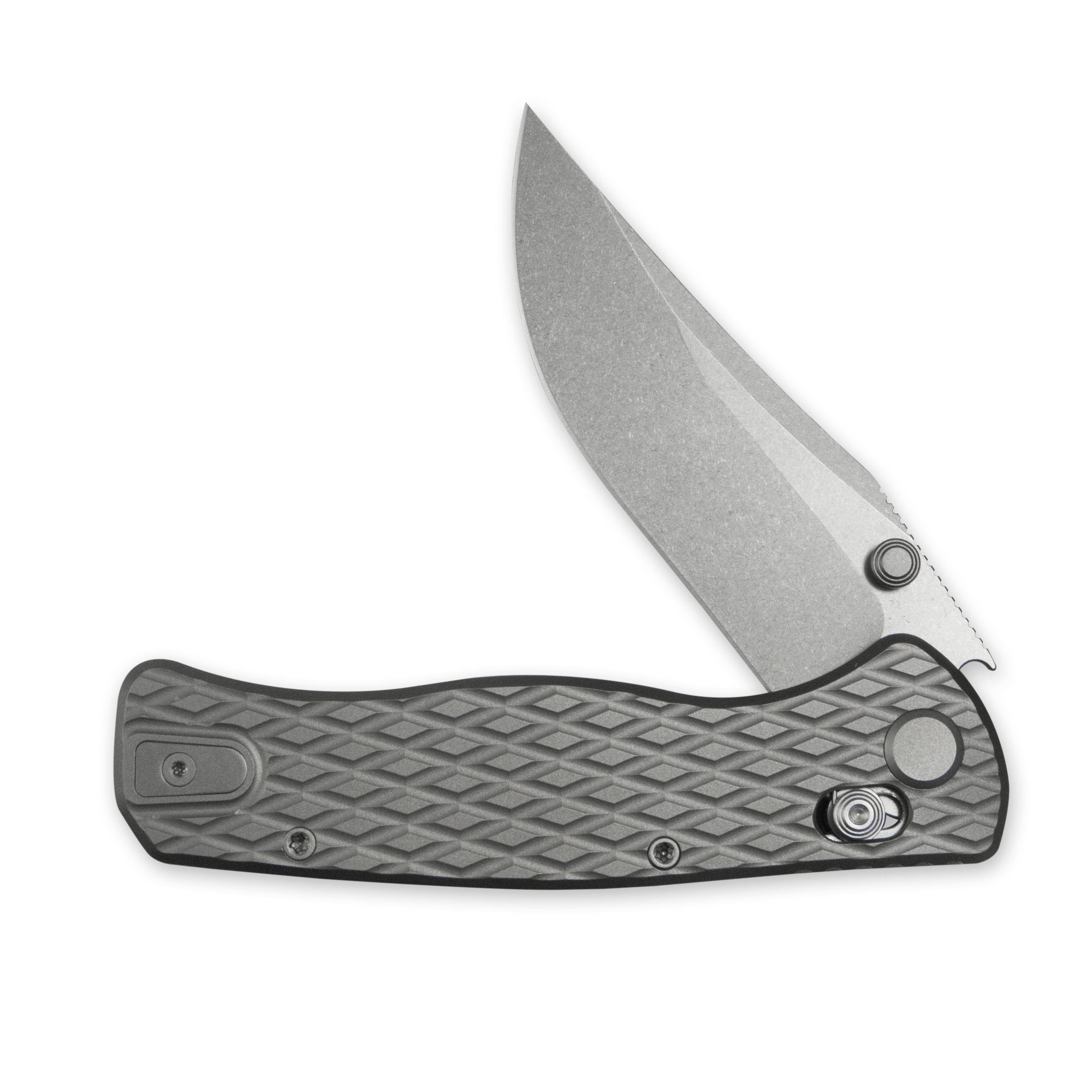 (Pre-order) : Geo knife Sharp Shadow Axis lock Folding Knife Gray 6AL4V Titanium Handle 3.3" Stonewash Bohler M390 Blade GEO2504A