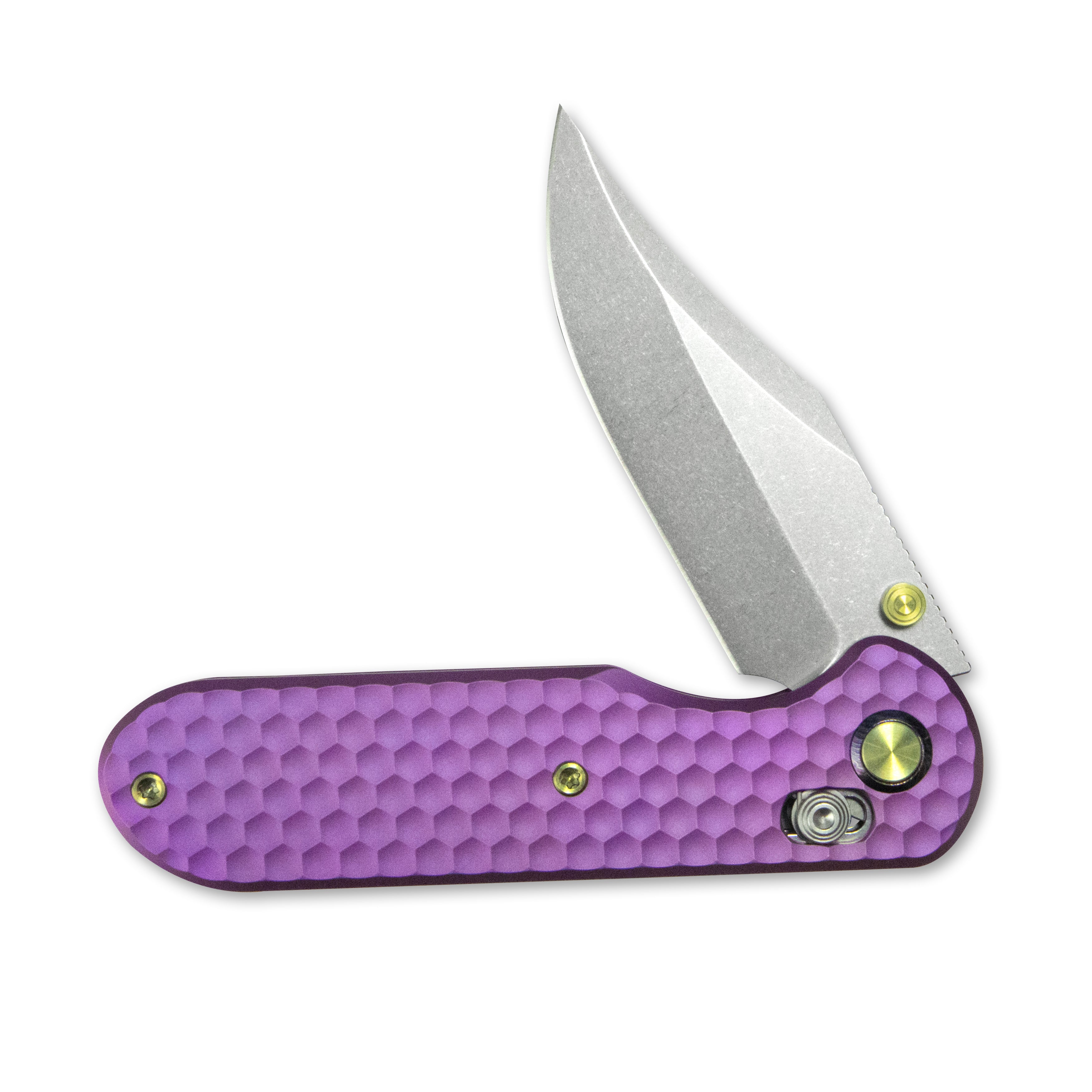 (Pre-order) : Geo knife Ethereal Cutter Axis lock Folding Knife Purple 6AL4V Titanium Handle 3.0" Stonewash Bohler M390 Blade GEO2401I