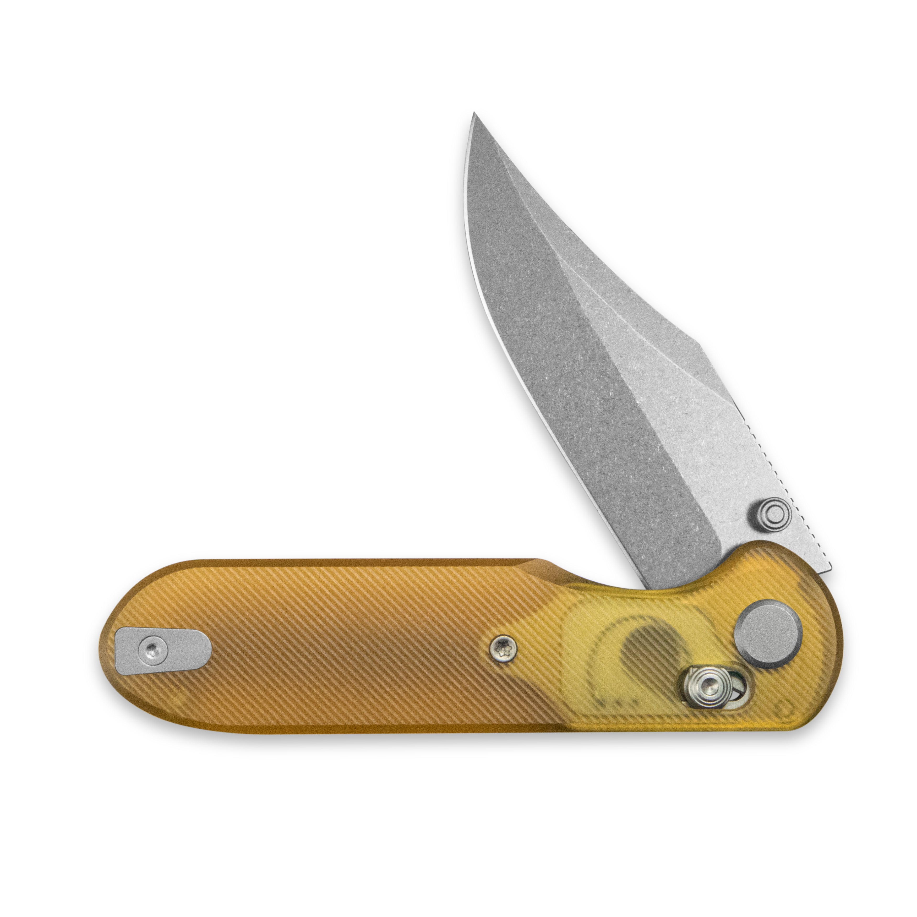Geo knife Ethereal Cutter Axis lock Folding Knife Ultem Handle 3.03" Stonewash Bohler M390 Blade GEO2401E