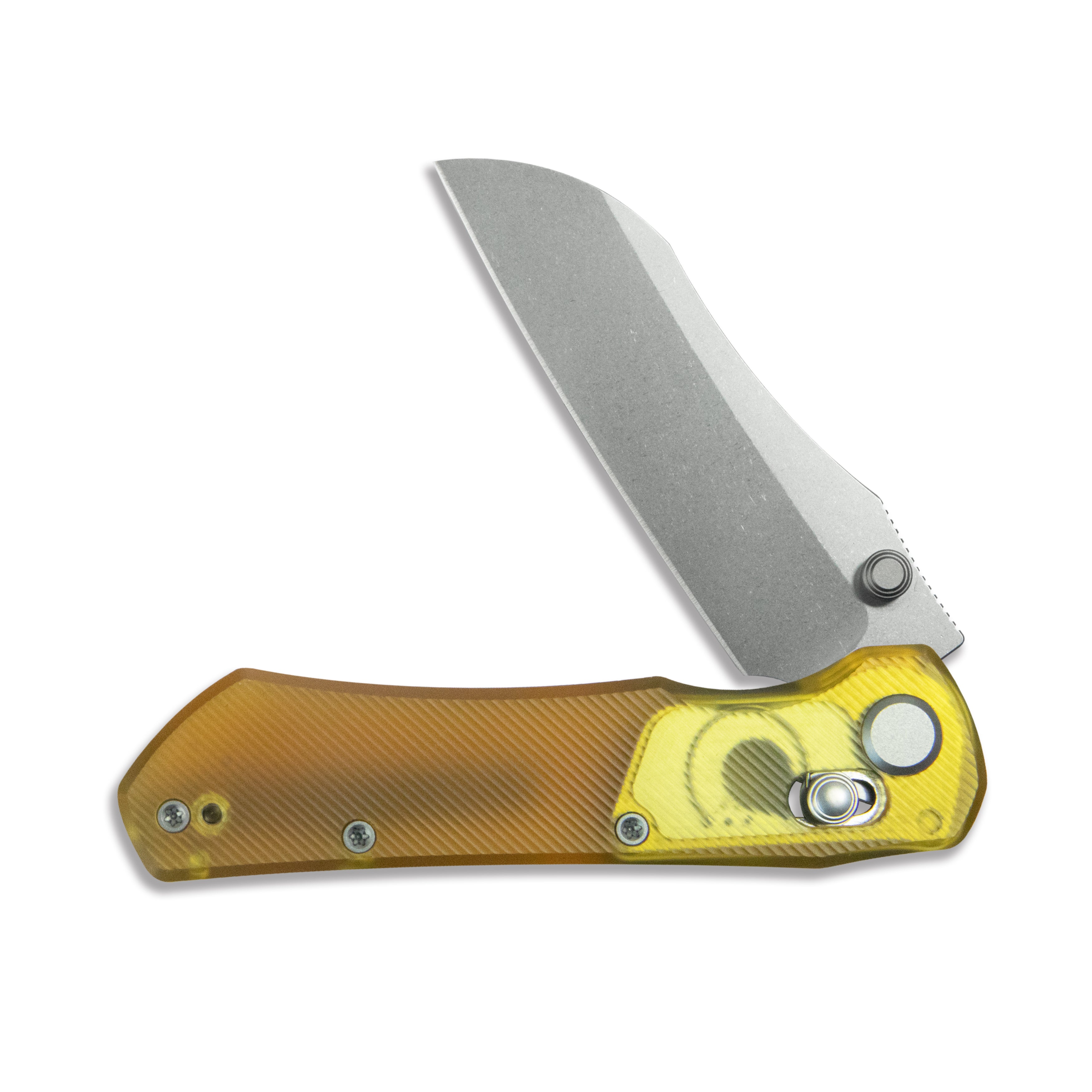 GEO Knife Komodo Crossbar lock Folding Knife Ultem Handle 3.1" Stonewash Bohler M390 Blade GEO2509K