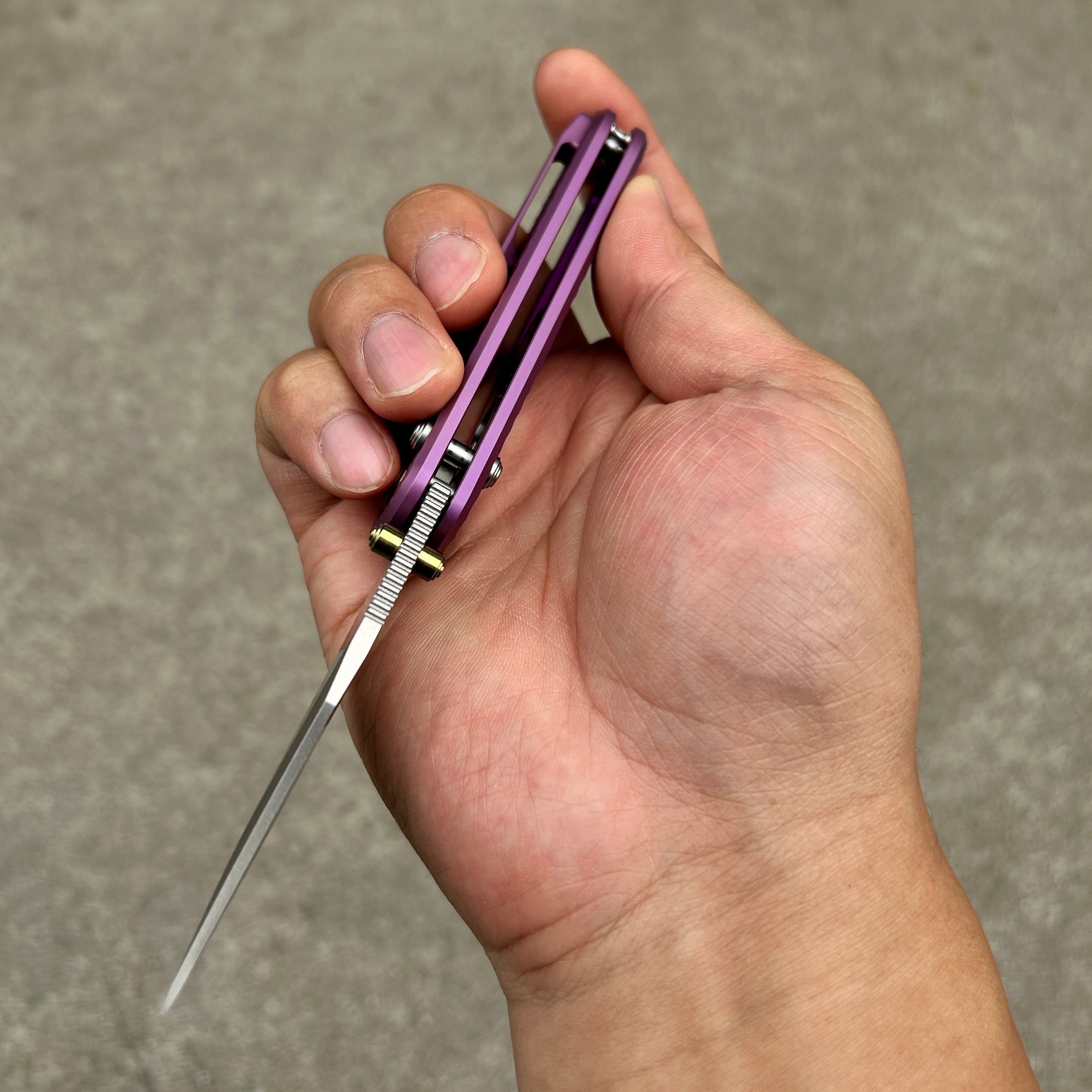 (Pre-order) : Geo knife Ethereal Cutter Axis lock Folding Knife Purple 6AL4V Titanium Handle 3.03" Stonewash Bohler M390 Blade GEO2401I