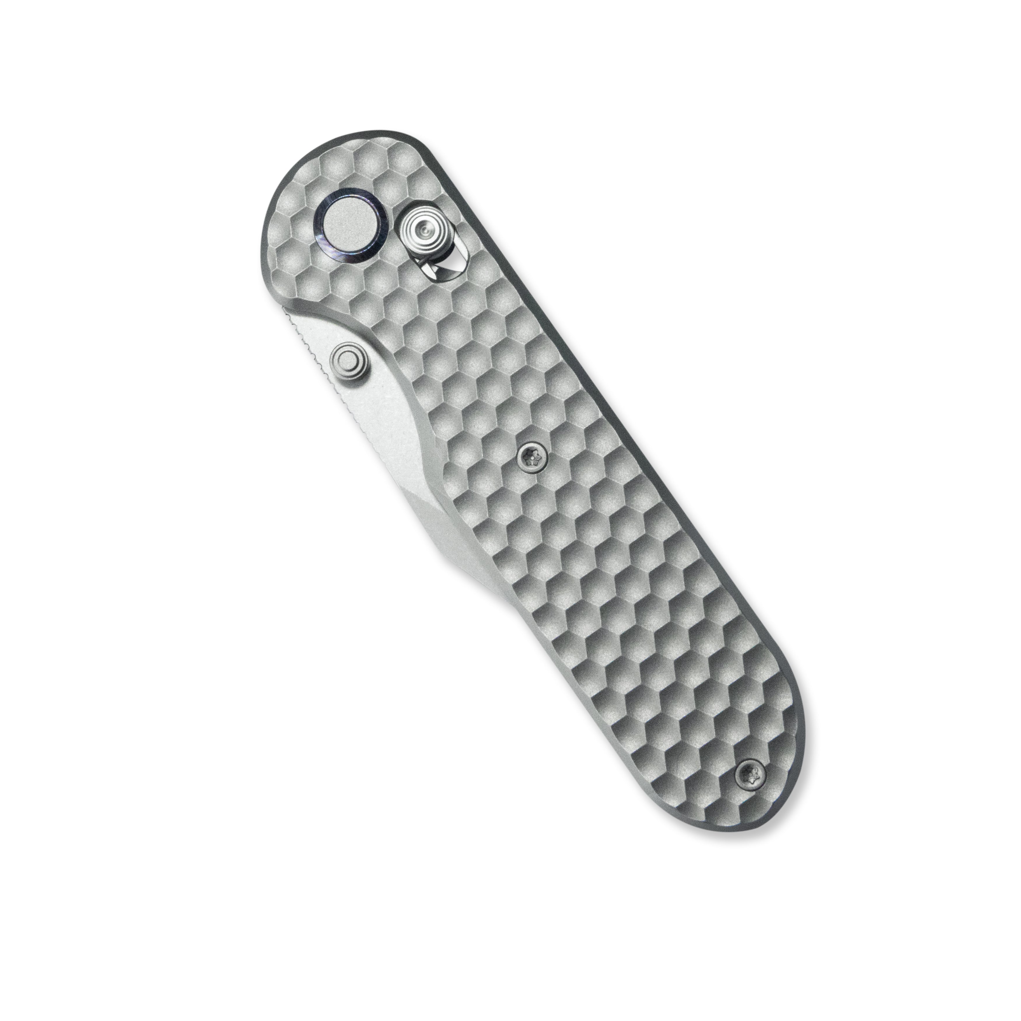 Geo knife Ethereal Cutter Axis lock Folding Knife Gray 6AL4V Titanium Handle 3.03" Stonewash Bohler M390 Blade GEO2401A