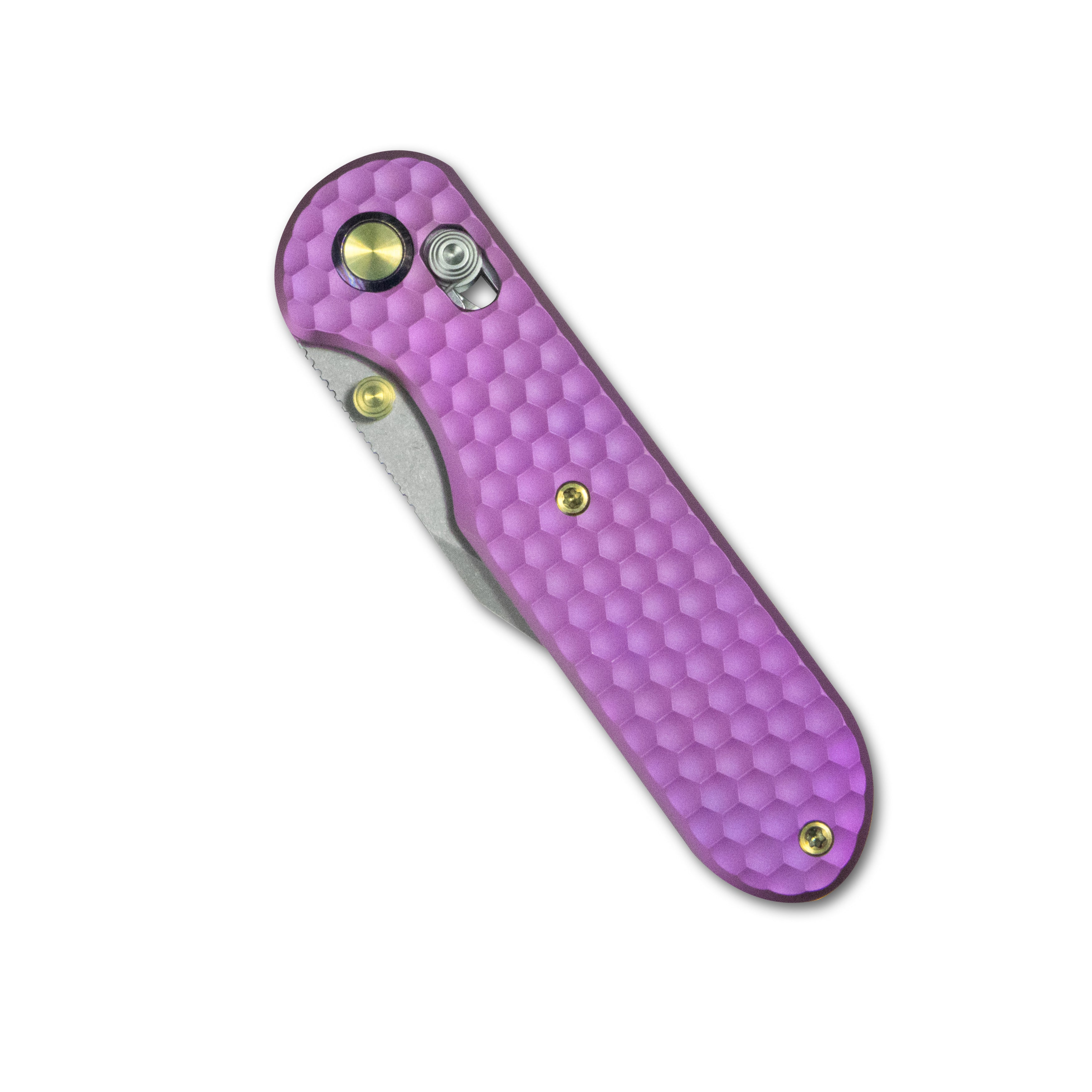 (Pre-order) : Geo knife Ethereal Cutter Axis lock Folding Knife Purple 6AL4V Titanium Handle 3.0" Stonewash Bohler M390 Blade GEO2401I