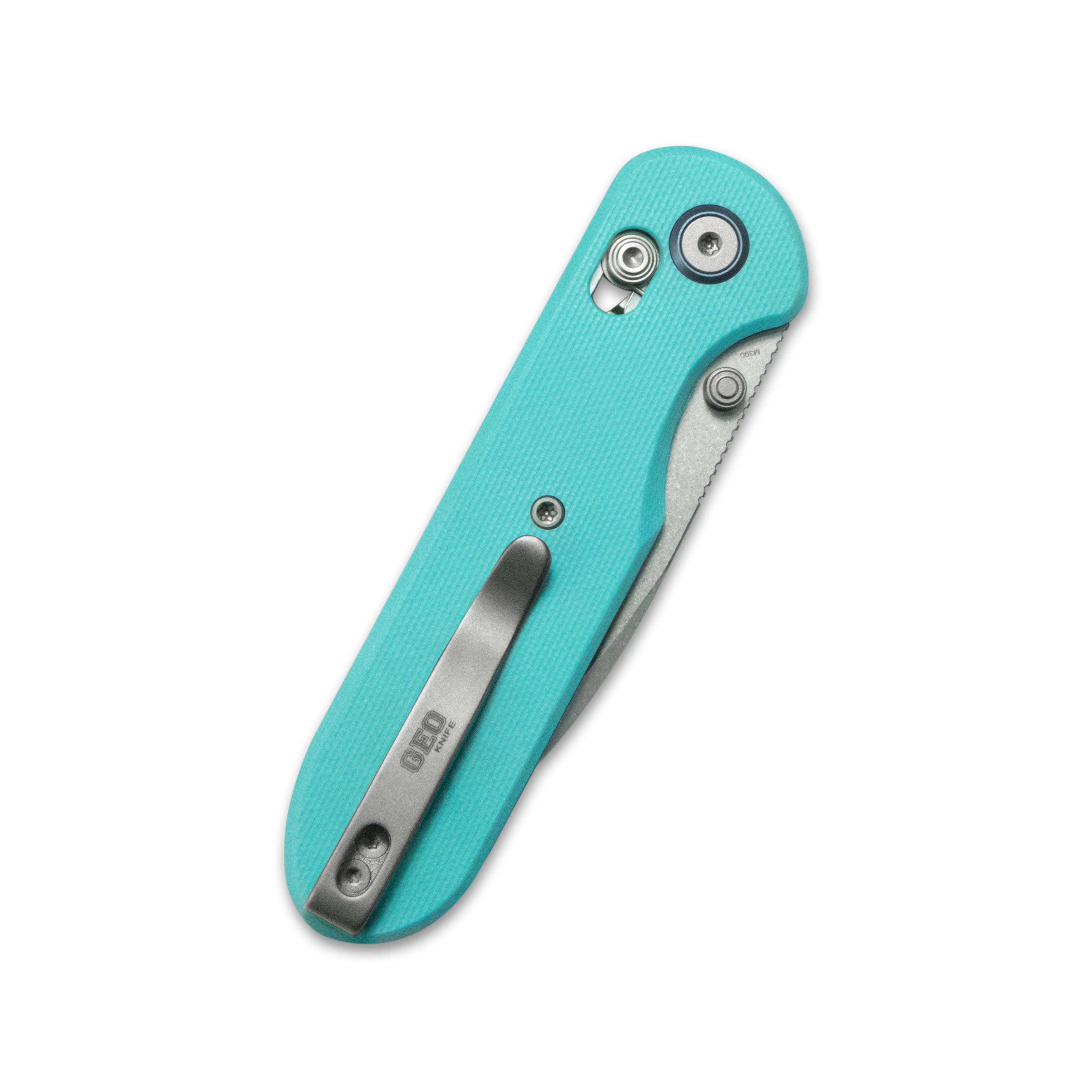 (Pre-order) : Geo knife Ethereal Cutter Axis lock Folding Knife Tiffany Blue G10 Handle 3.0" Stonewash Bohler M390 Blade GEO2402G