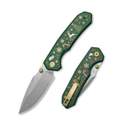 (Pre-order) Christmas Edition: GEO Knife Ravyn Crossbar lock Folding Knife Green G10 Handle 3" Stonewash Bohler M390 Blade GEO2602D