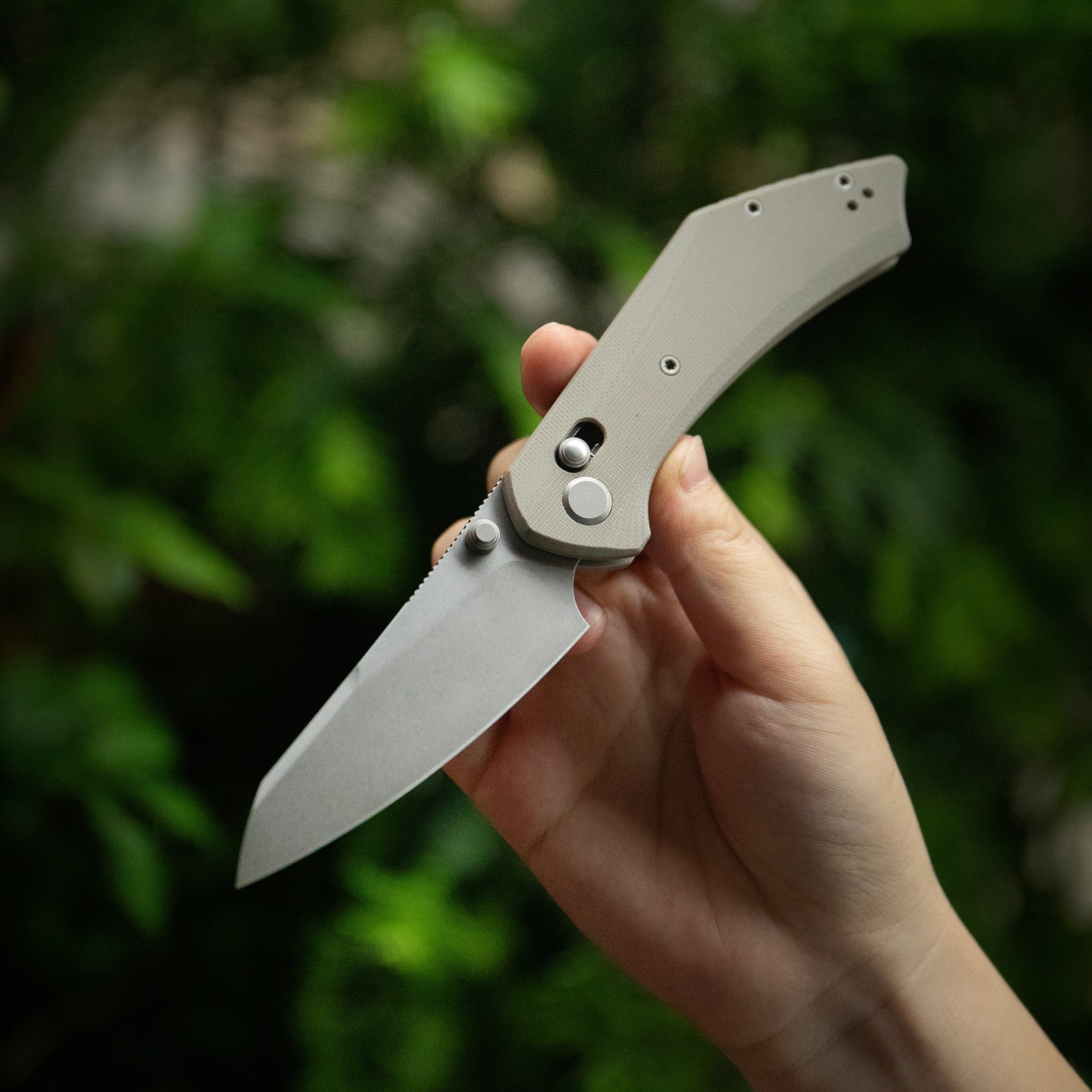 GEO Knife DIVID Crossbar lock Folding Knife Khaki G10 Handle 3.3" Stonewash Bohler M390 Blade GEO2507J