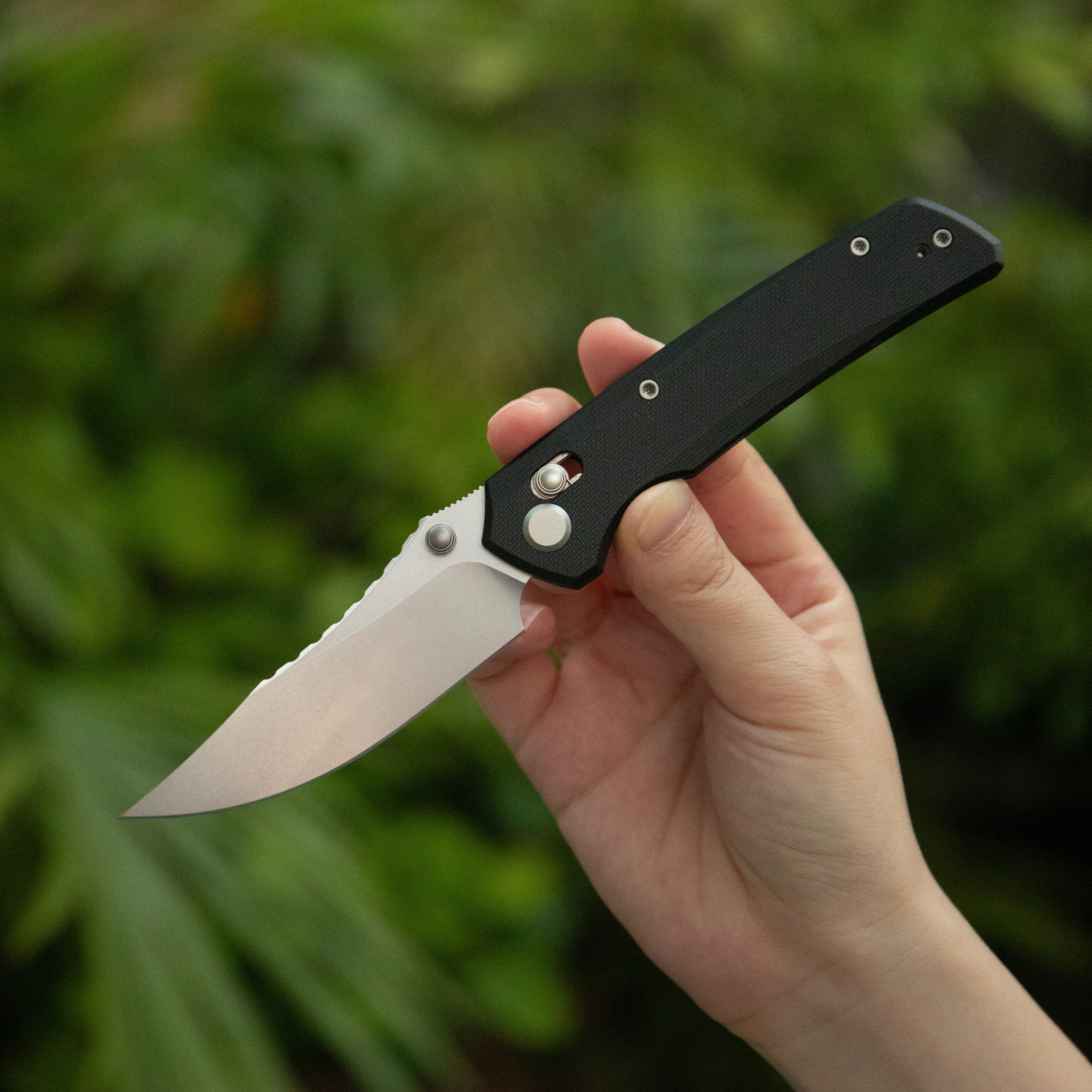 GEO Knife Cirex Crossbar lock Folding Knife Purple G10 Handle 3.5" Stonewash Bohler M390 Blade GEO2601C