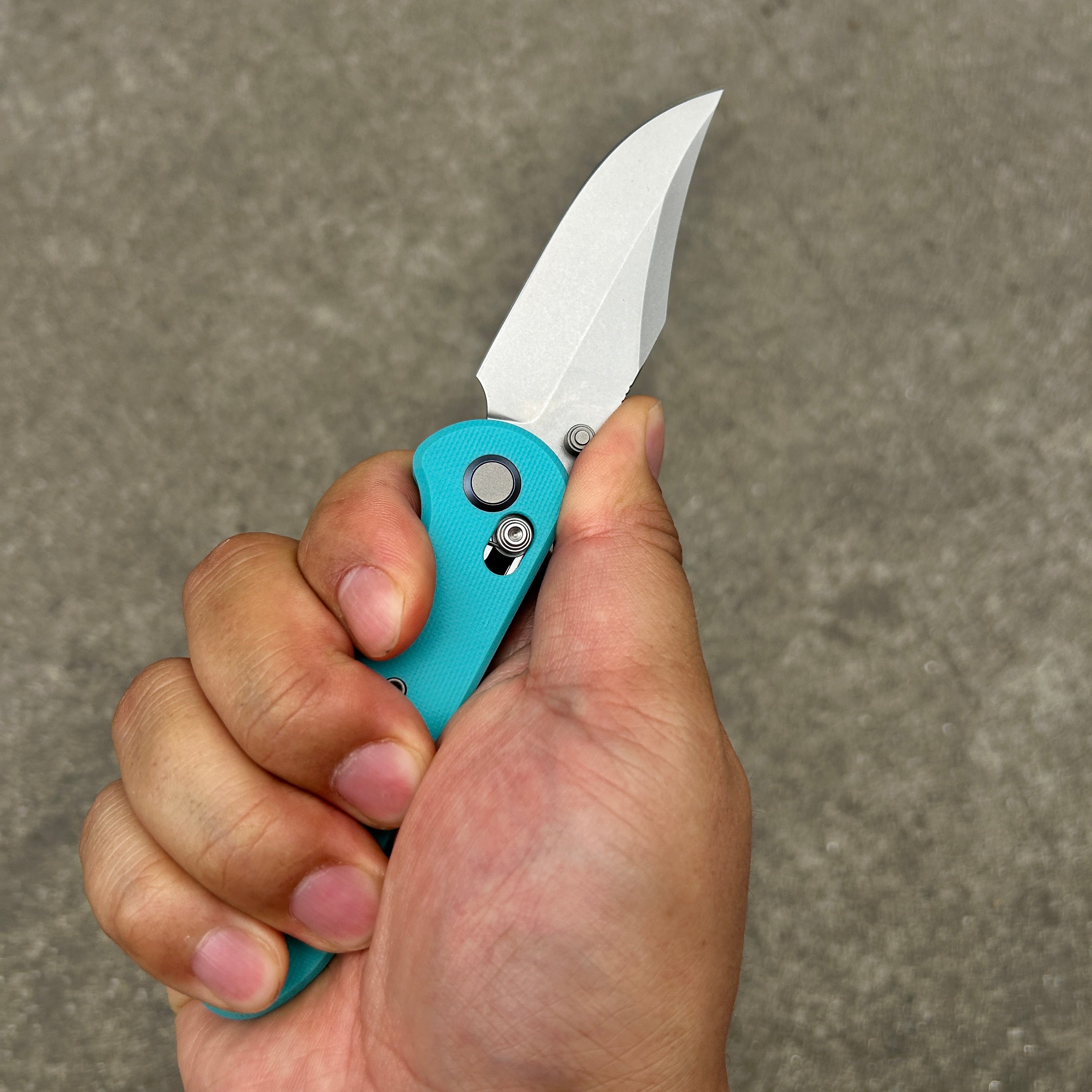 (Pre-order) : Geo knife Ethereal Cutter Axis lock Folding Knife Tiffany Blue G10 Handle 3.03" Stonewash Bohler M390 Blade GEO2401G