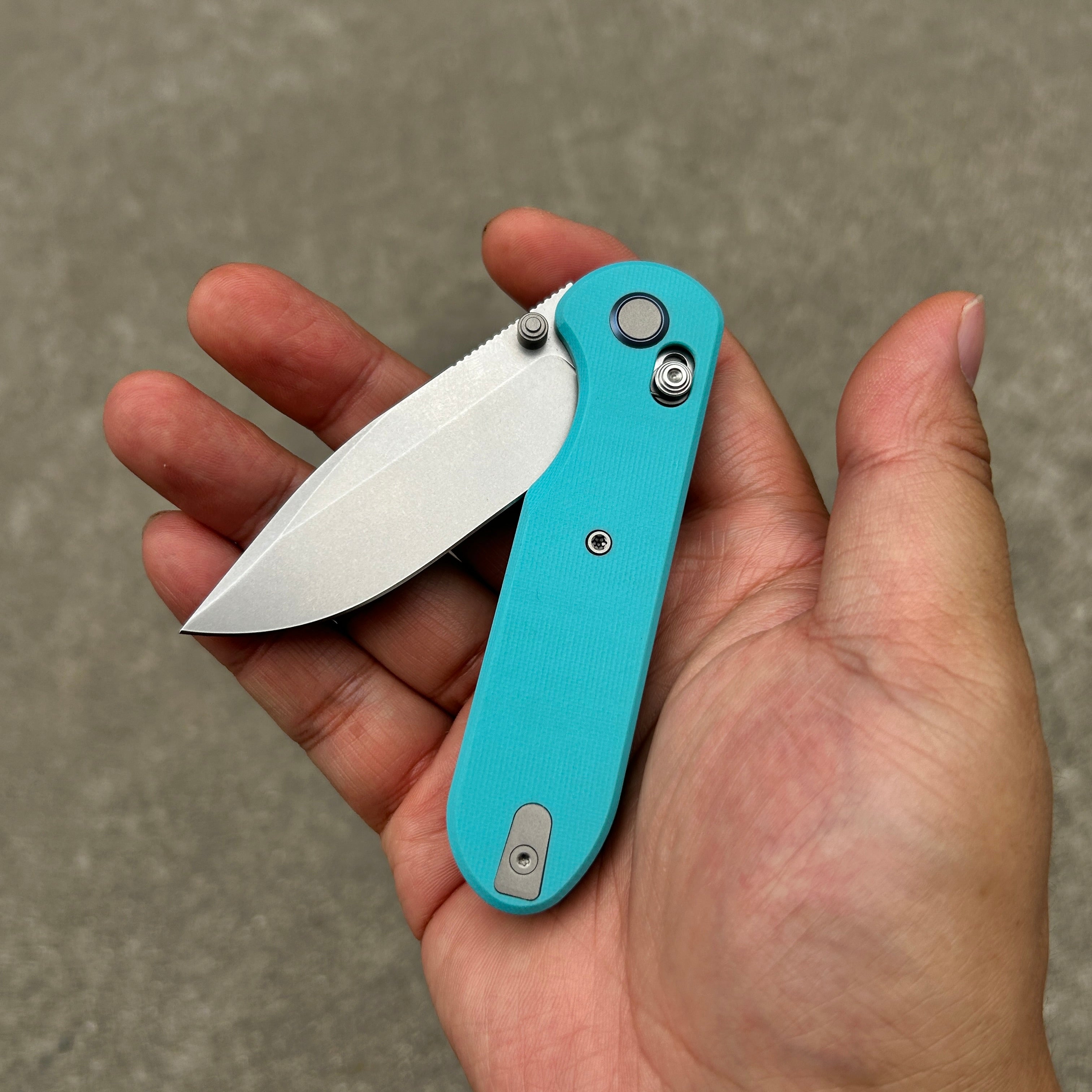 (Pre-order) : Geo knife Ethereal Cutter Axis lock Folding Knife Tiffany Blue G10 Handle 3.03" Stonewash Bohler M390 Blade GEO2402G