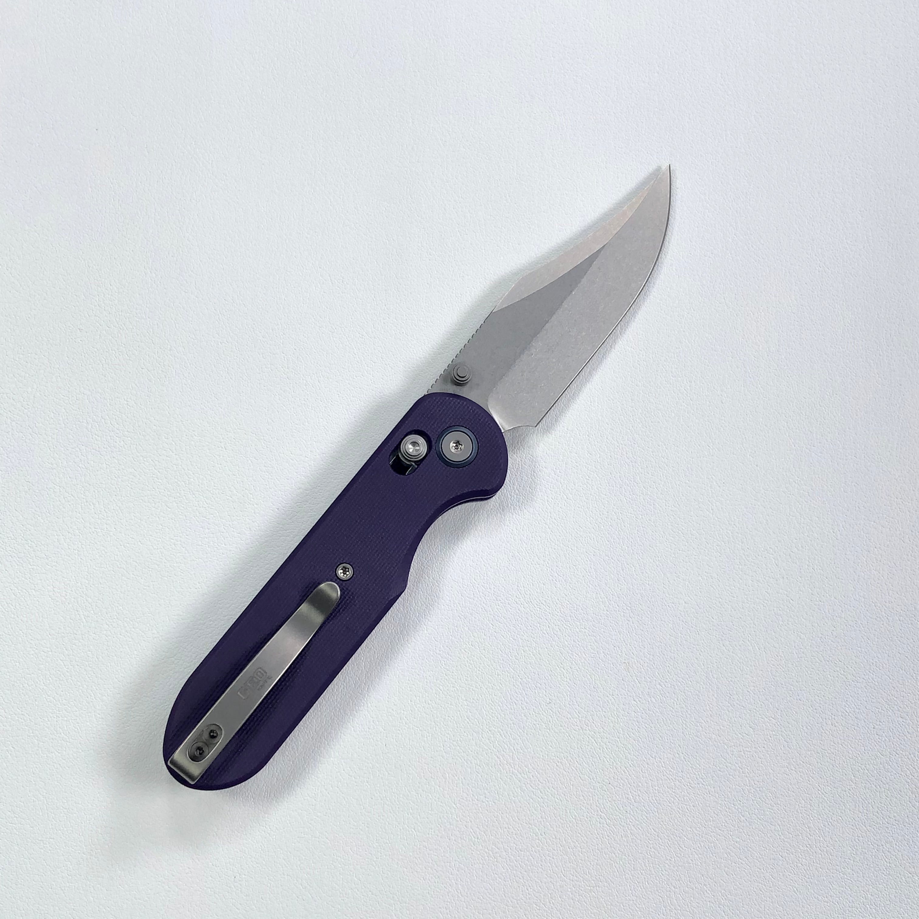 (Pre-order) : Geo knife Ethereal Cutter Axis lock Folding Knife Purple G10 Handle 3.03" Stonewash Bohler M390 Blade GEO2401L