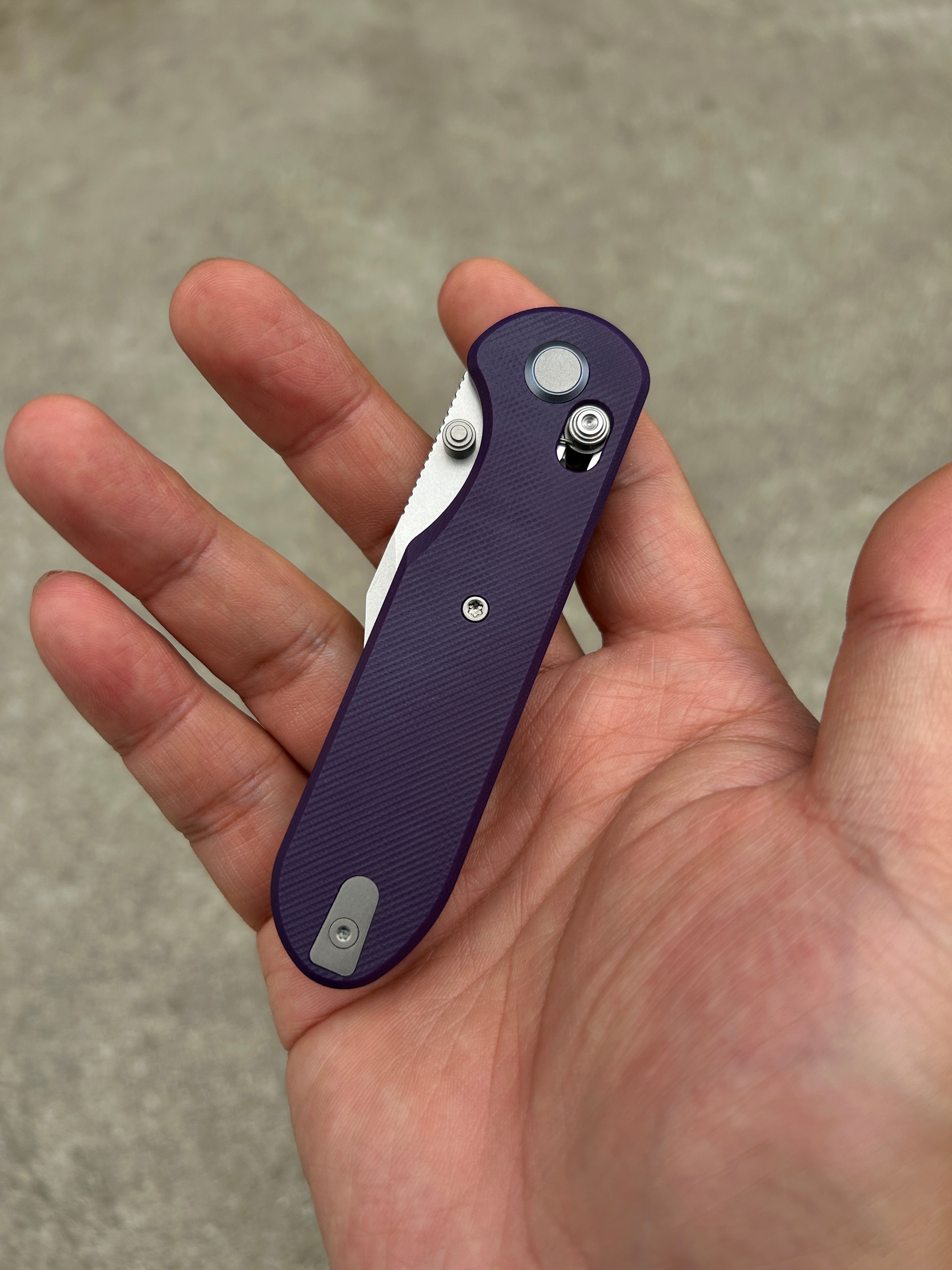 (Pre-order) : Geo knife Ethereal Cutter Axis lock Folding Knife Purple G10 Handle 3.03" Stonewash Bohler M390 Blade GEO2401L