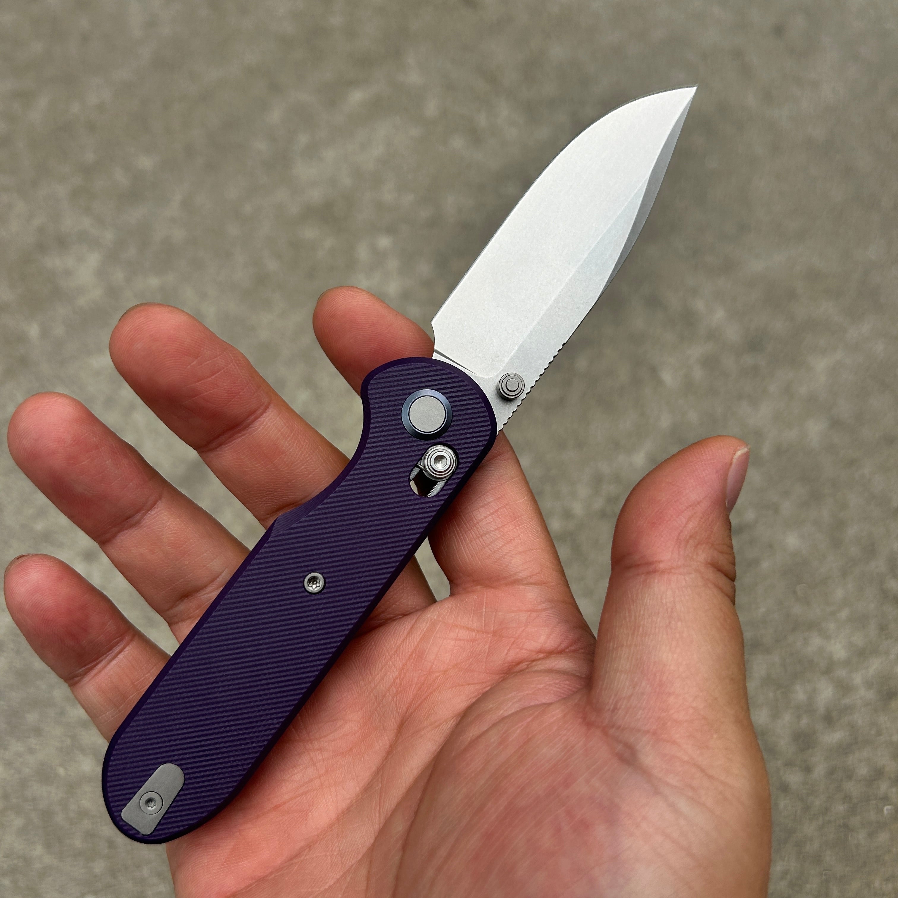 (Pre-order) : Geo knife Ethereal Cutter Axis lock Folding Knife Purple G10 Handle 3.03" Stonewash Bohler M390 Blade GEO2402L