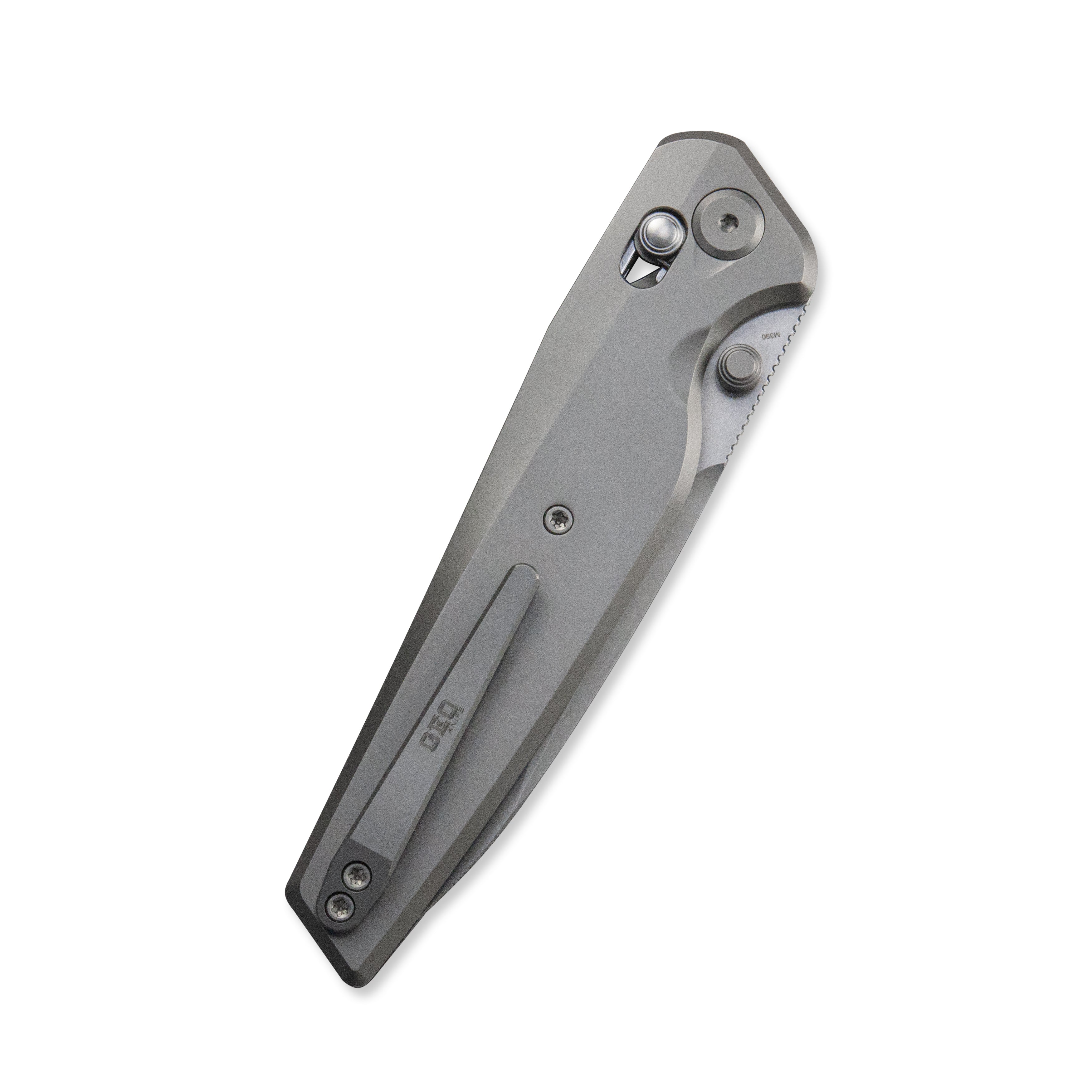 (Pre-order) : Geo knife FANTASM Axis lock Folding Knife Gray 6AL4V Titanium Handle 3.9" Stonewash Bohler M390 Blade GEO2505A