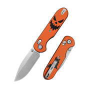 (Pre-order) GEO Knife Ethereal Cutter Crossbar lock Folding Knife Black-Orange G10 Handle 3.0" Stonewash Bohler M390 Blade GEO2402-1D
