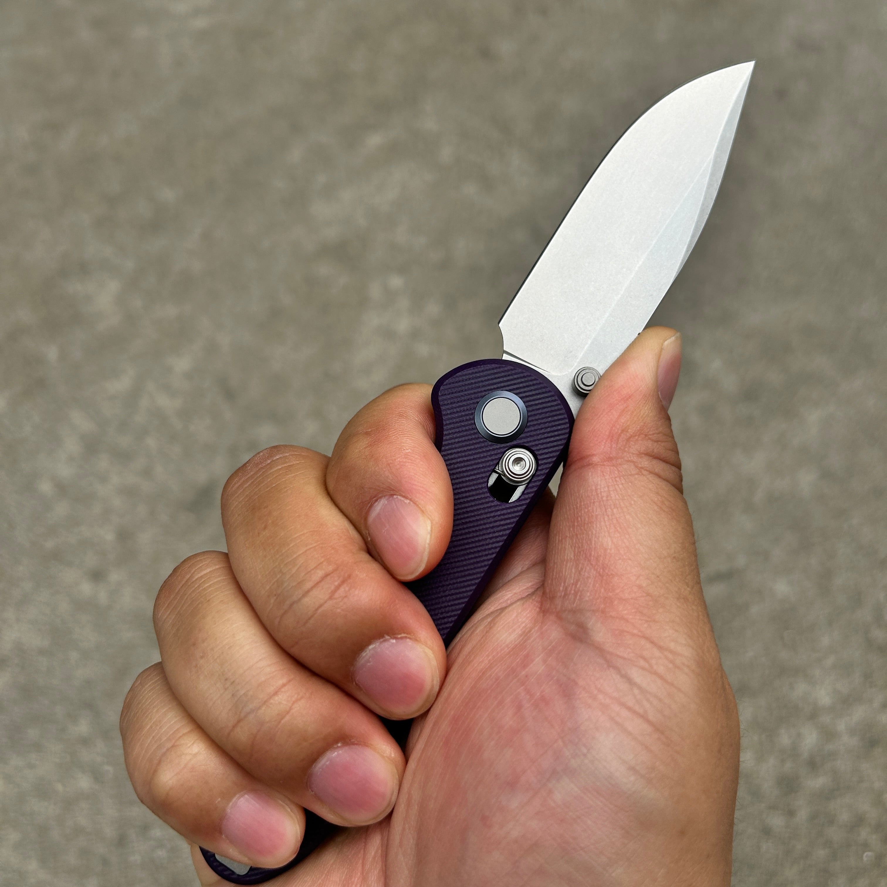 (Pre-order) : Geo knife Ethereal Cutter Axis lock Folding Knife Purple G10 Handle 3.03" Stonewash Bohler M390 Blade GEO2402L