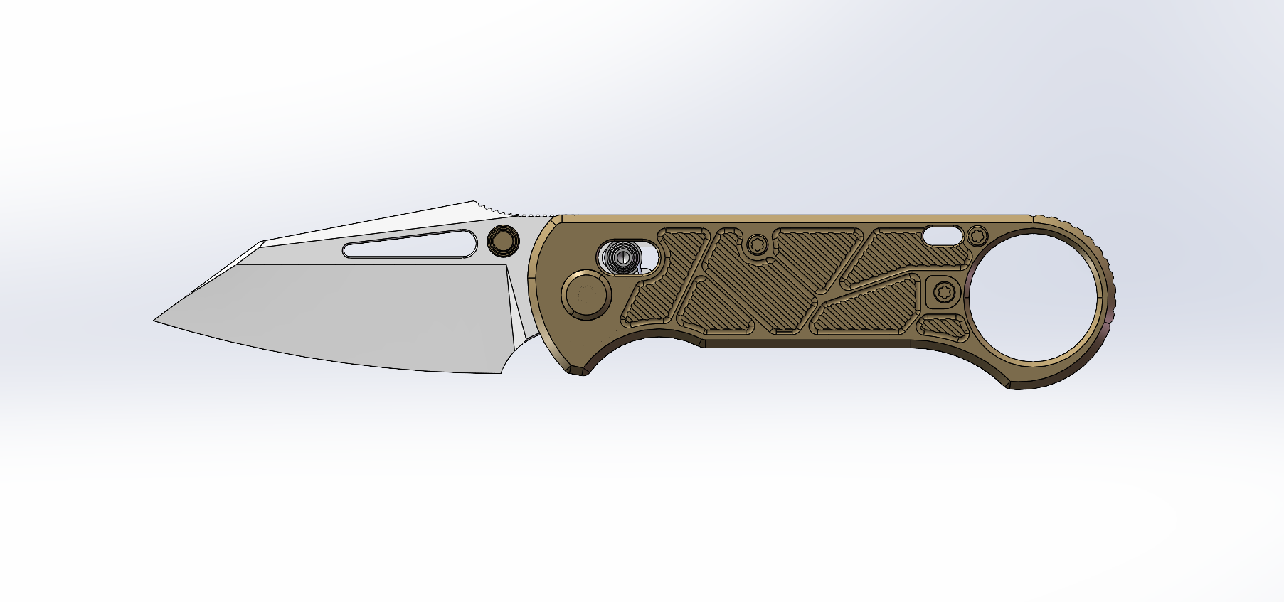 GEO Knife Aska Axis lock Folding Knife Bronze 6AL4V Titanium Handle 2.8" Hand-Rubbed Satin Stonewash Bohler M390 Blade GEO2511C