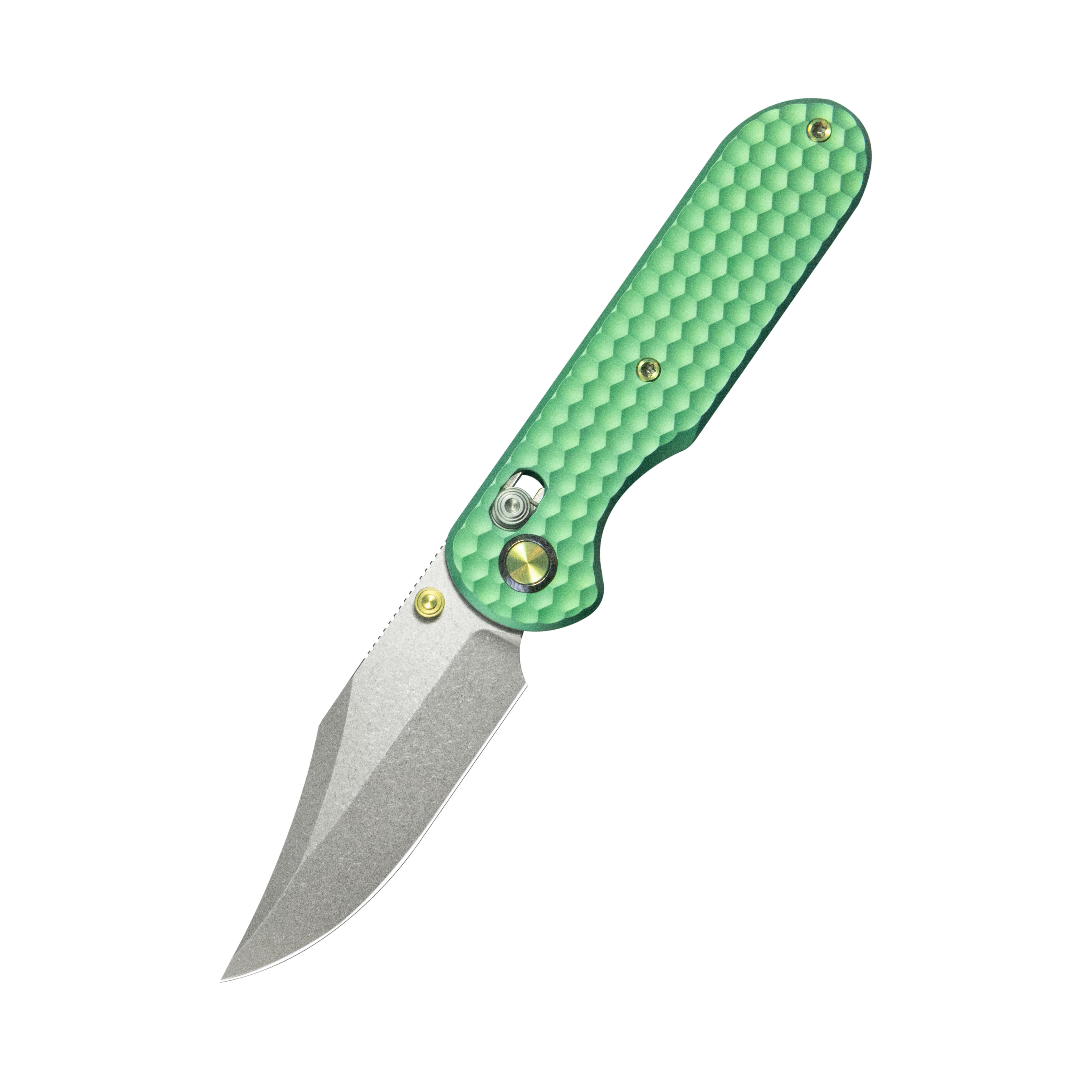 (Pre-order) : Geo knife Ethereal Cutter Axis lock Folding Knife Green 6AL4V Titanium Handle 3.03" Stonewash Bohler M390 Blade GEO2401H