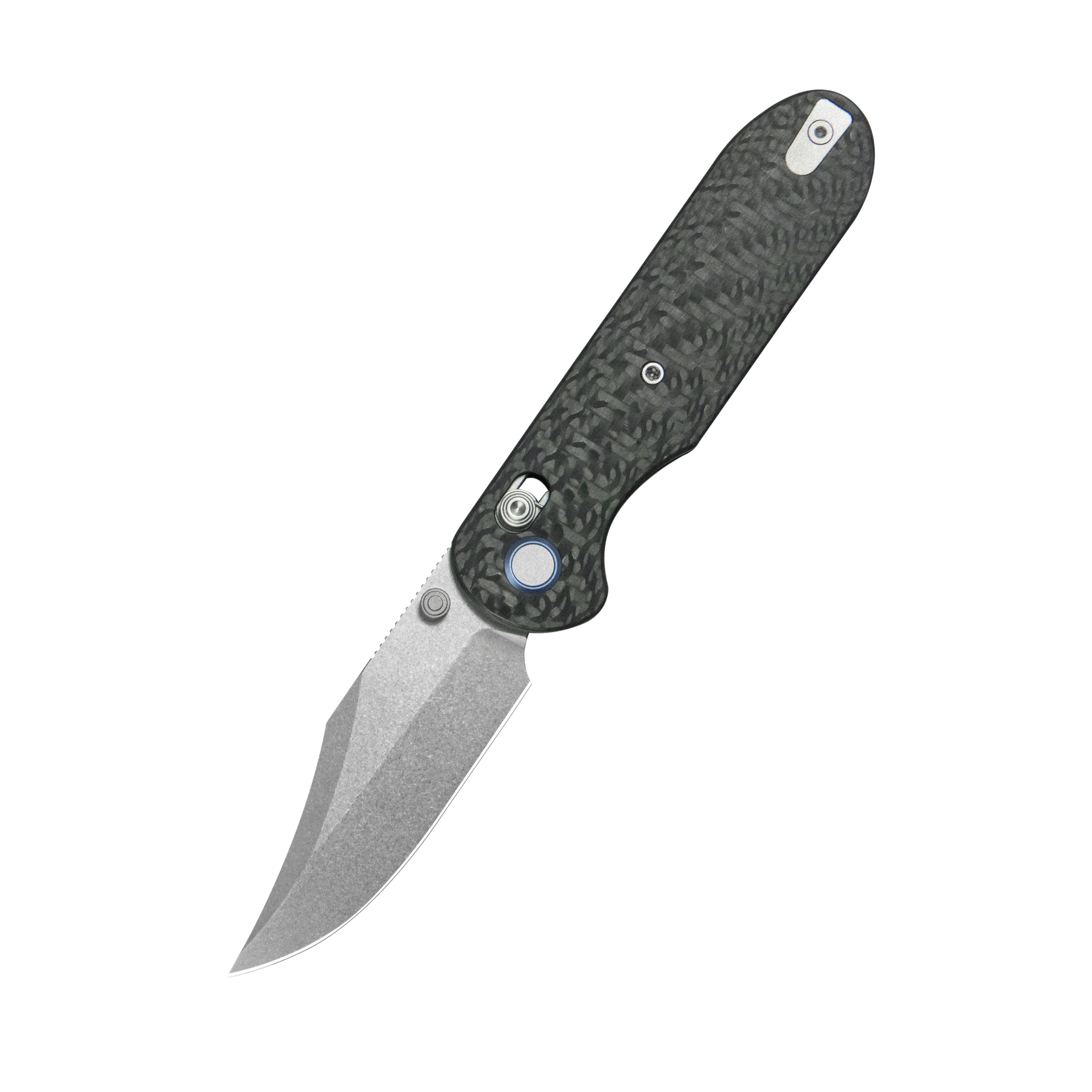 (Pre-order) : Geo knife Ethereal Cutter Axis lock Folding Knife Black Carbon Fiber Handle 3.03" Stonewash Bohler M390 Blade GEO2401K
