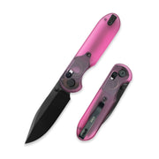 Blade HQ Exclusives SKU : GEO Knife Ethereal Cutter Crossbar lock Folding Knife Pink Acrylic Handle 3.0" Black DLC CPM S90V Blade GE02402-1B