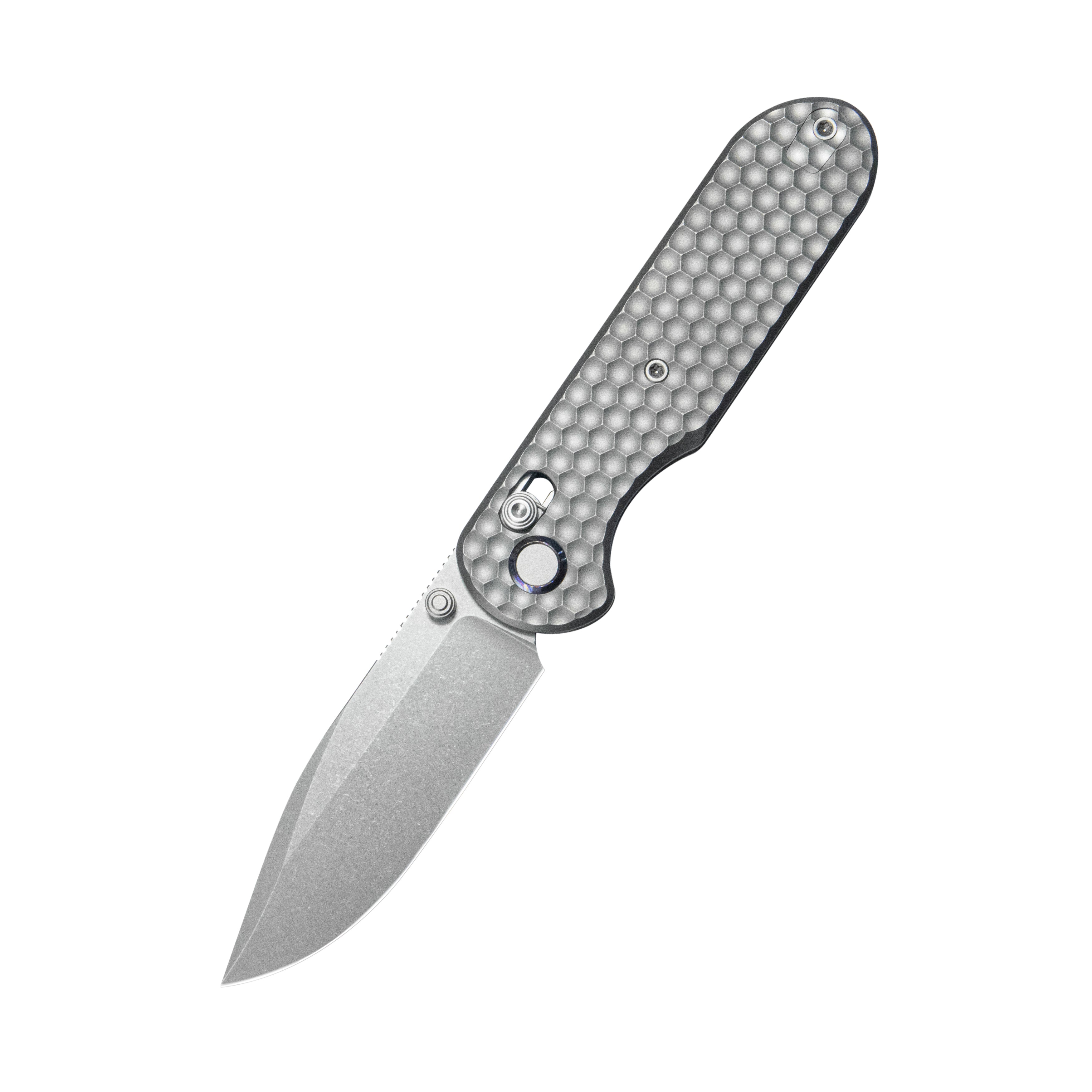 Geo knife Ethereal Cutter Axis lock Folding Knife Gray 6AL4V Titanium Handle 3.0" Stonewash Bohler M390 Blade GEO2402A