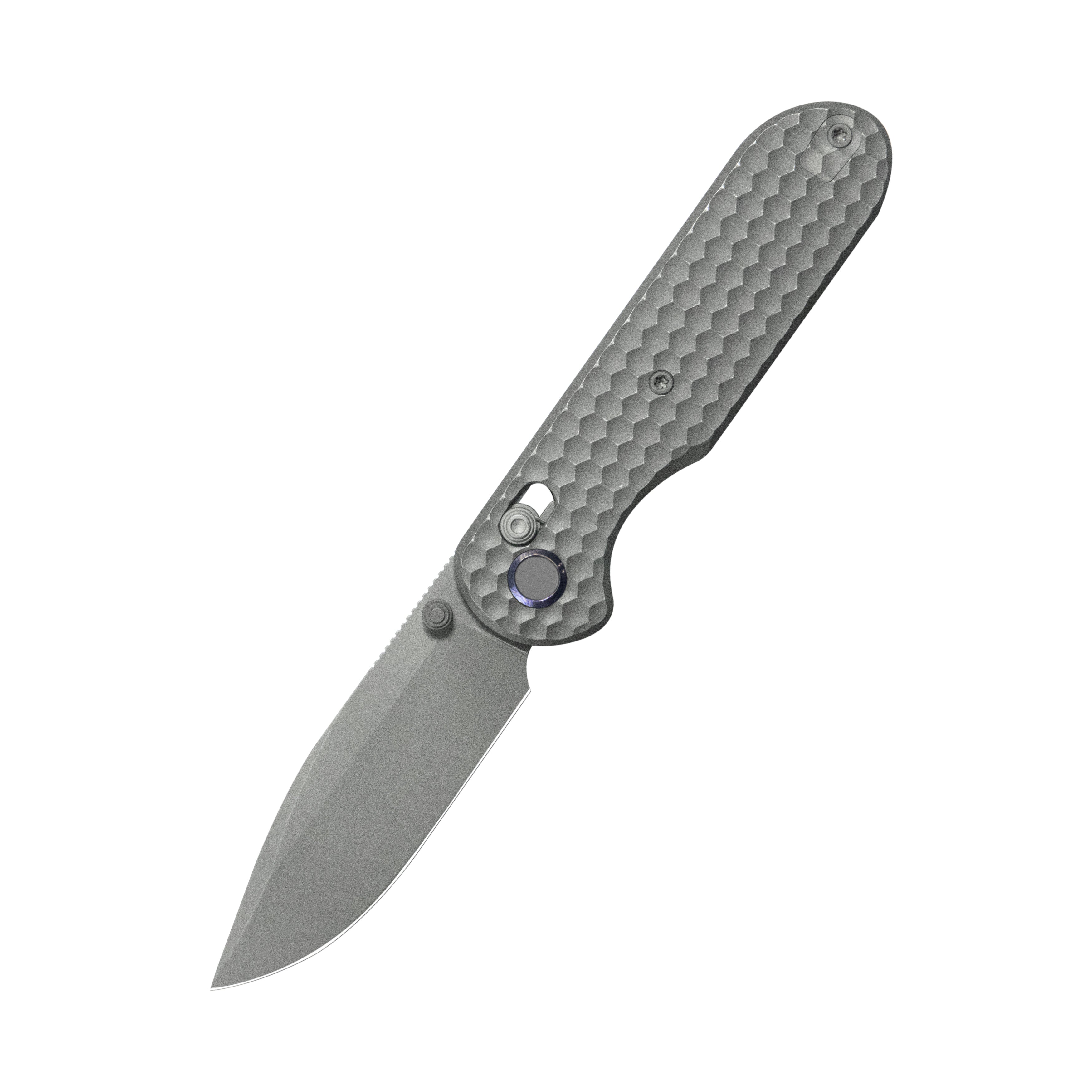 (Pre-order) : Geo knife Ethereal Cutter Axis lock Folding Knife Gray 6AL4V Titanium Handle 3.03" Darkwash Bohler M390 Blade GEO2402C