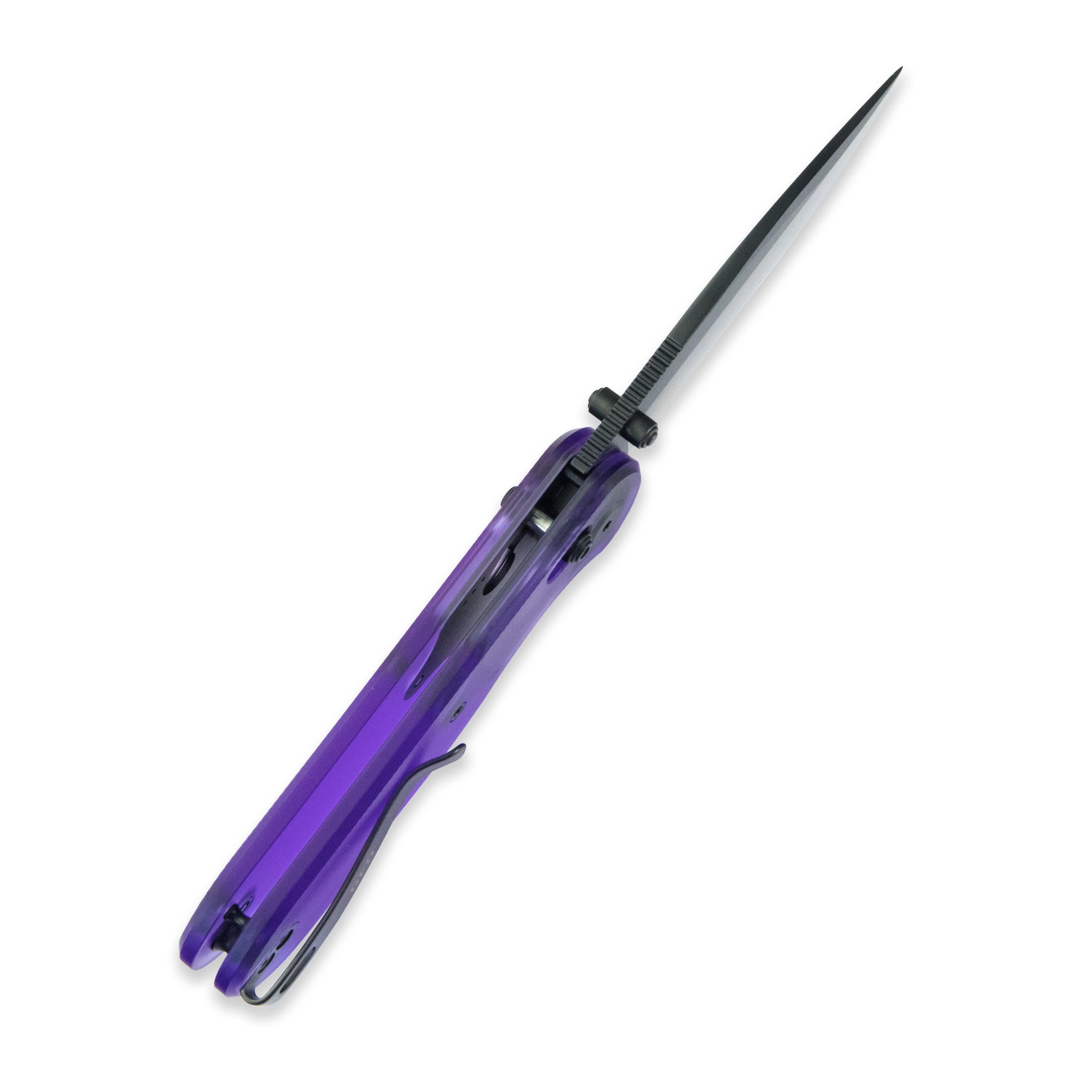 Blade HQ Exclusives SKU : GEO Knife Ethereal Cutter Crossbar lock Folding Knife Purple Acrylic Handle 3.0" Black DLC CPM S90V Blade GEO2402X