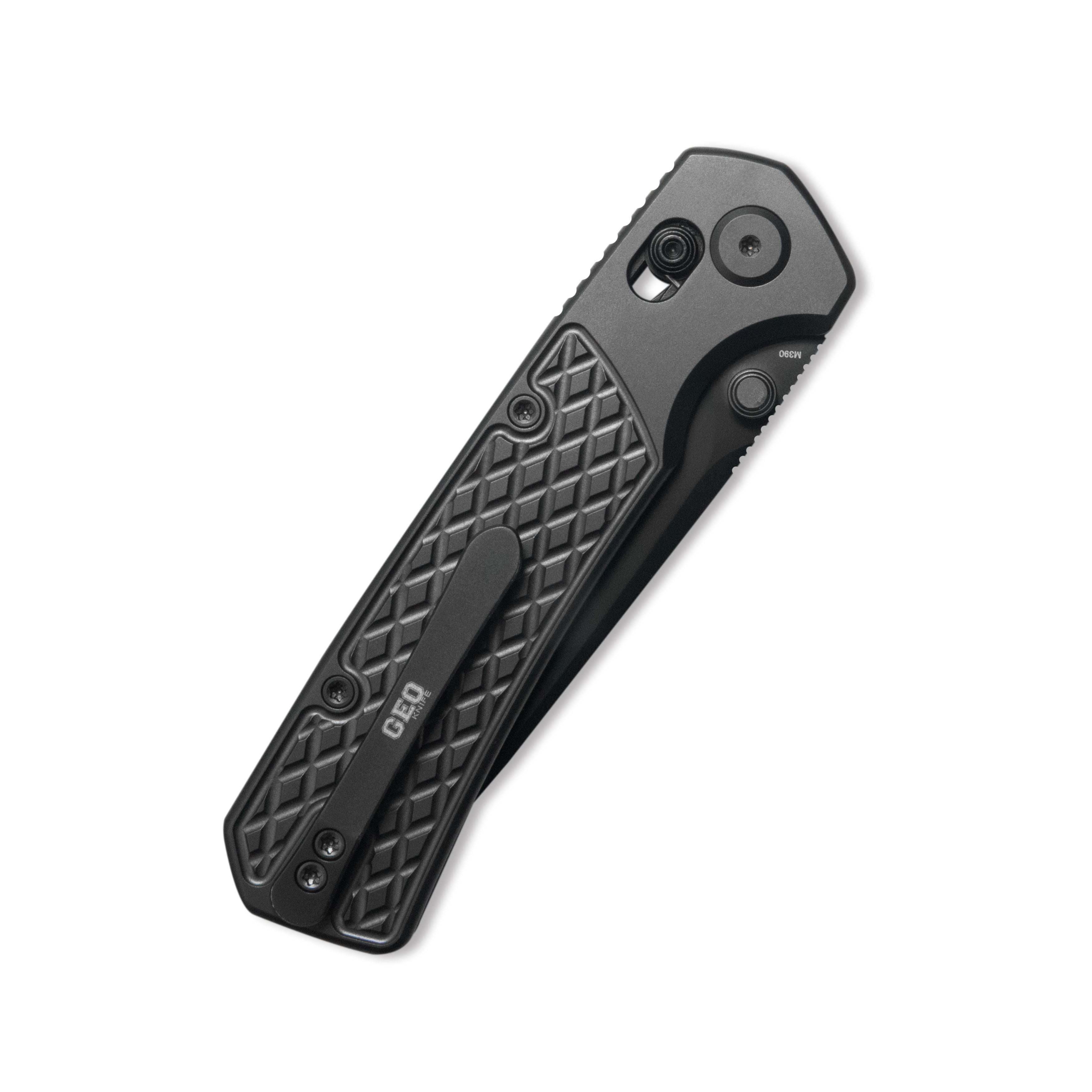 GEO Knife Blaze Crossbar lock Folding Knife Black DLC 6AL4V Titanium H
