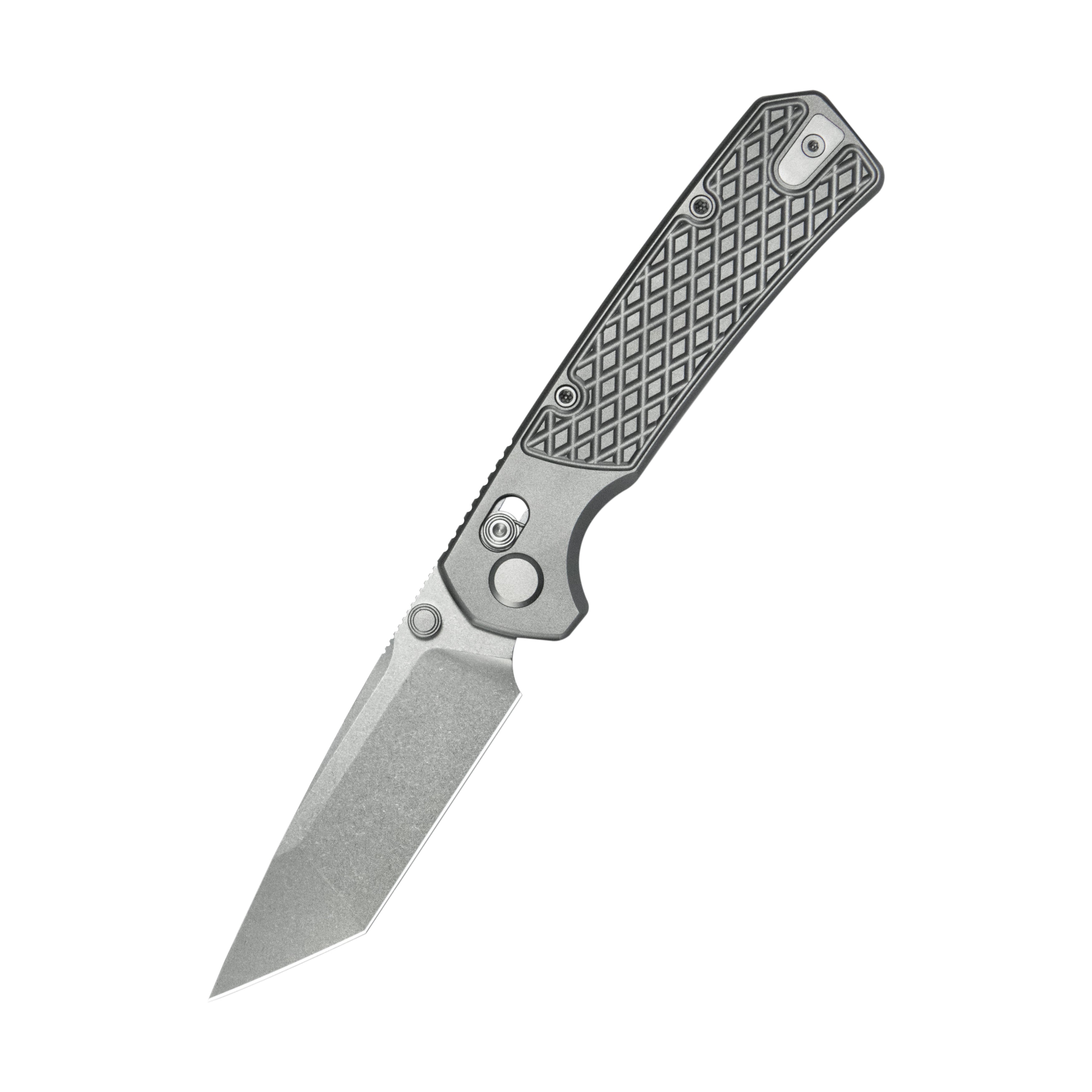 (Pre-order) : Geo knife Blaze Axis lock Folding Knife Gray 6AL4V Titanium Handle 3.3" Stonewash Bohler M390 Blade GEO2503A