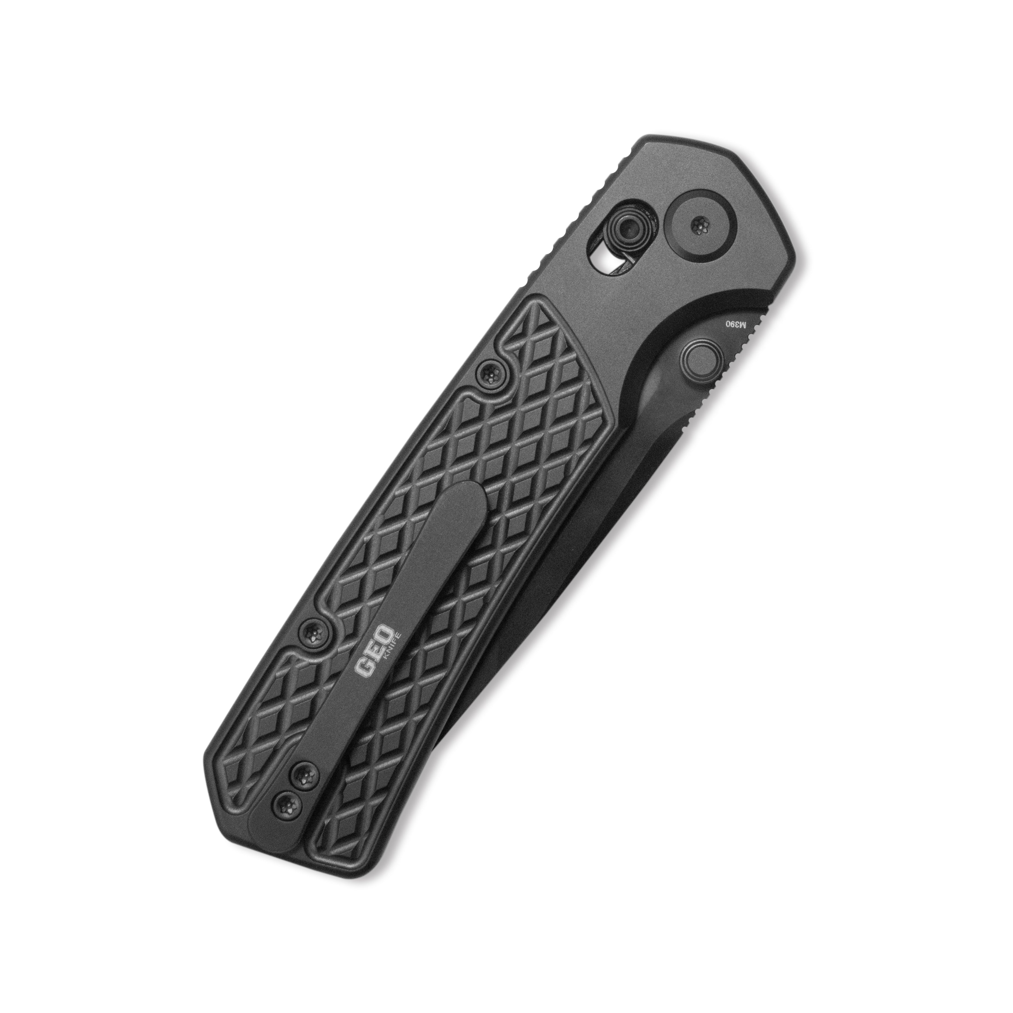 GEO Knife Blaze Crossbar lock Folding Knife Black DLC 6AL4V Titanium H