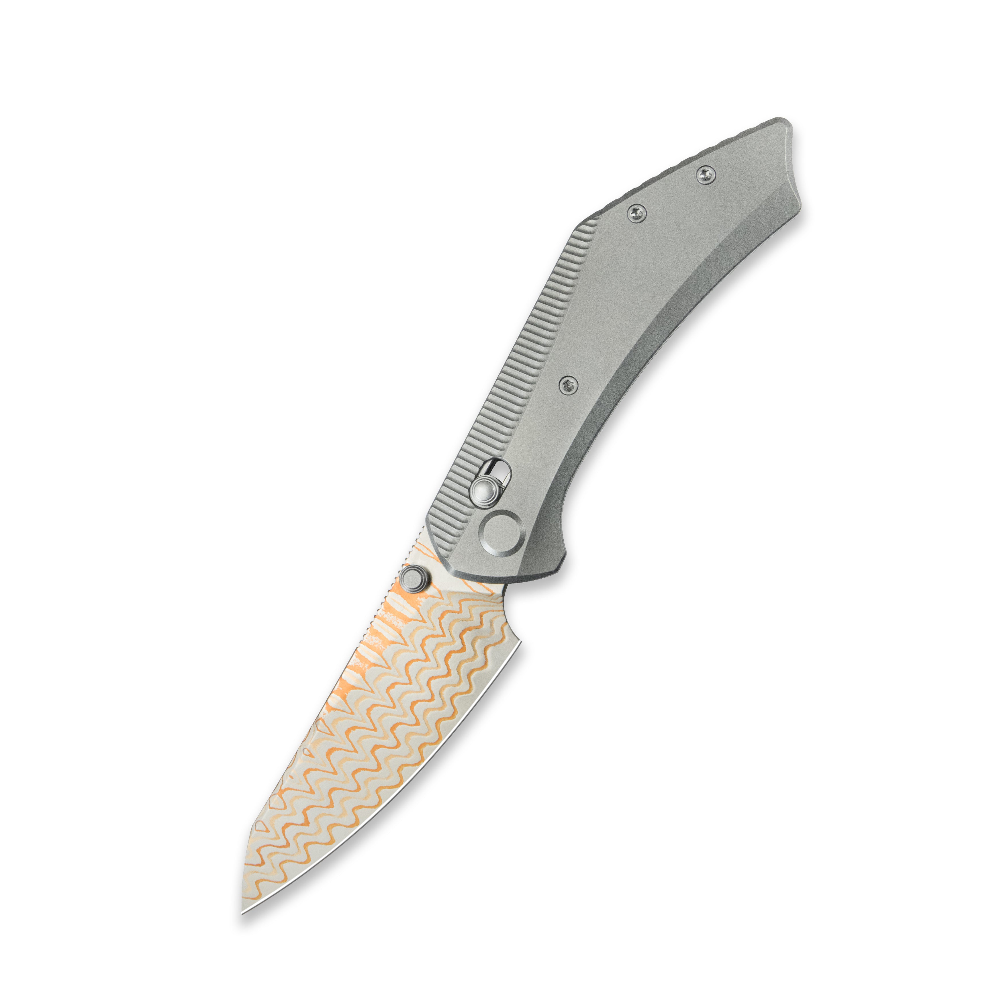 GEO Knife DIVID Crossbar lock Folding Knife Gray 6AL4V Titanium Handle