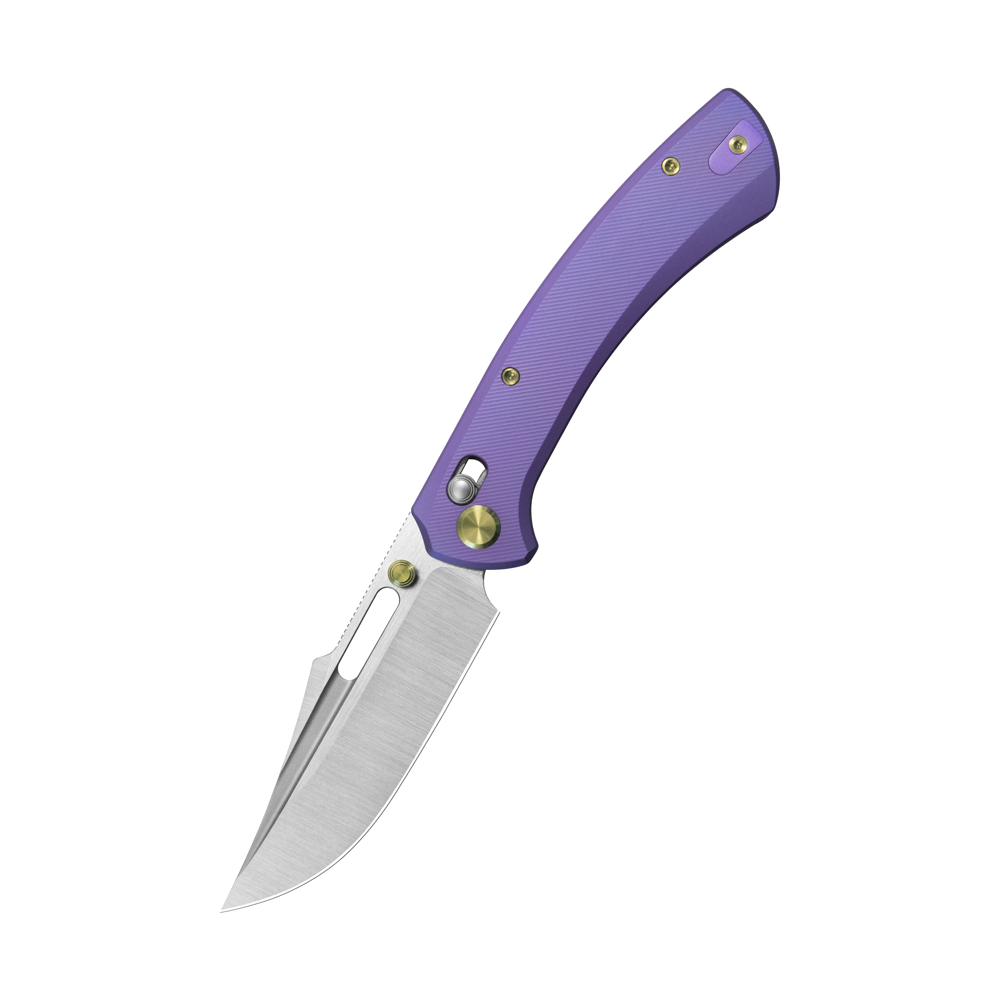 GEO Knife Strix Axis lock Folding Knife Purple blue 6AL4V Titanium Handle 3.6" Hand-Rubbed Satin Stonewash Bohler M390 Blade GEO2510D