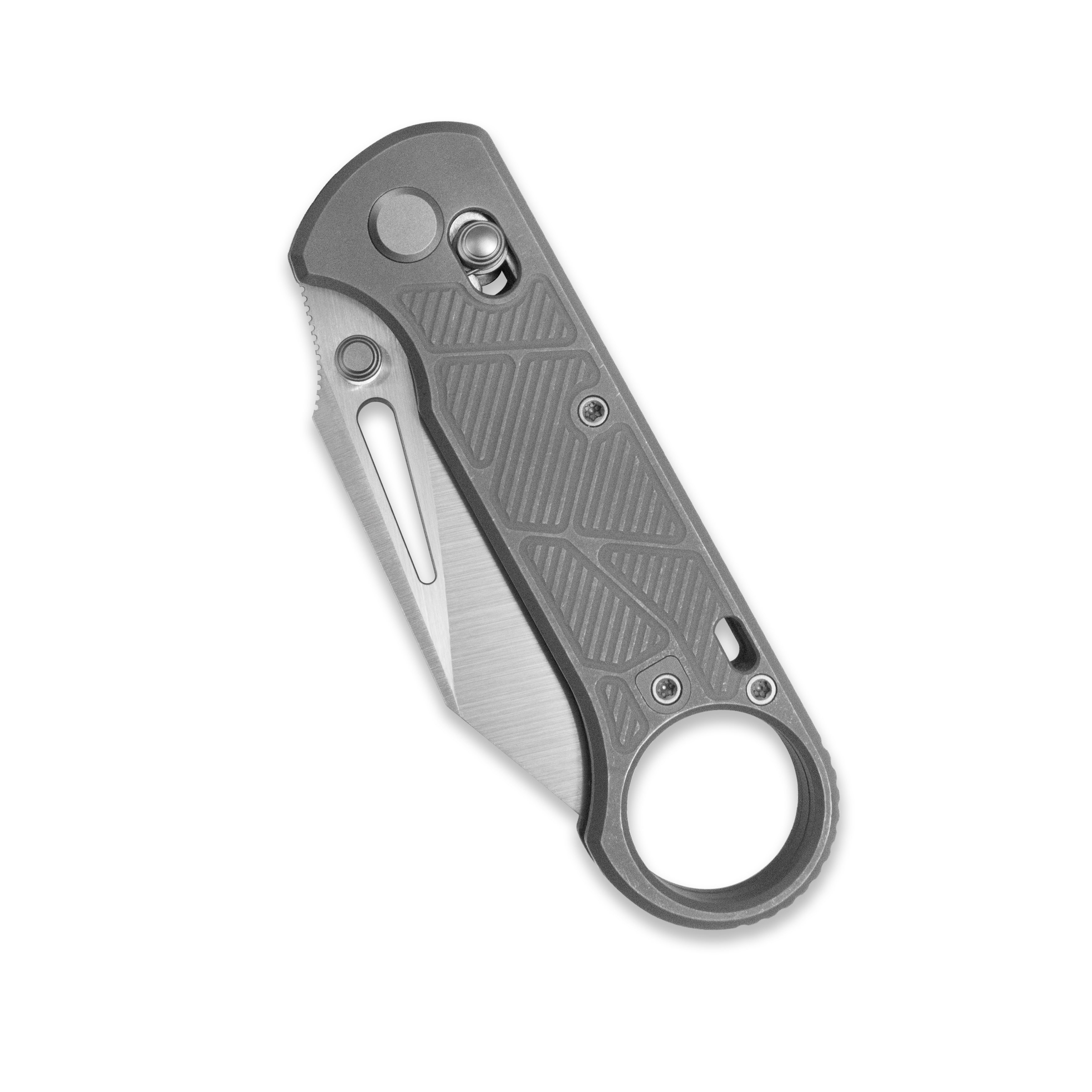 GEO Knife Aska Crossbar lock Folding Knife Dark 6AL4V Titanium Handle 2.8" Hand-Rubbed Satin Stonewash Bohler M390 Blade GEO2511B