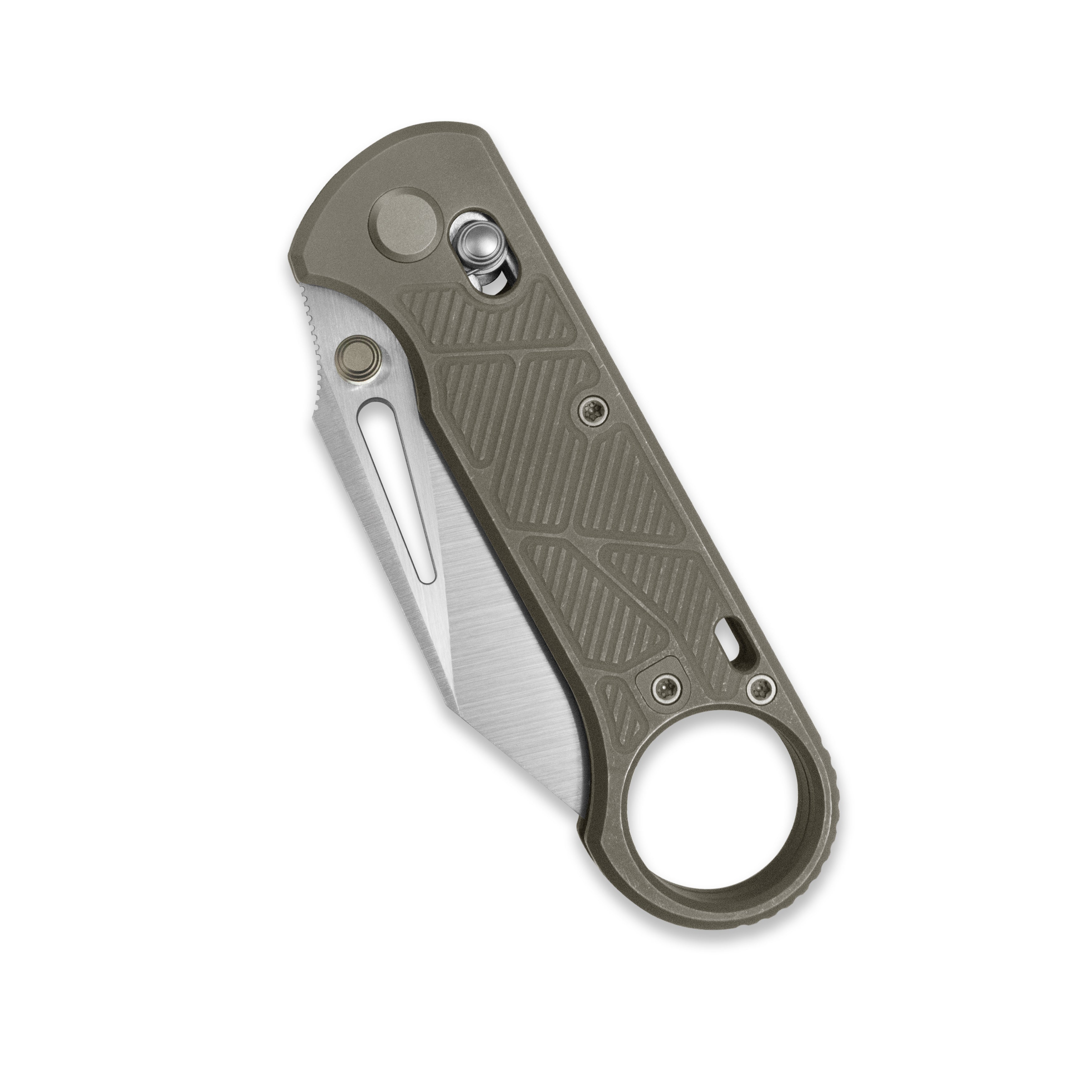 GEO Knife Aska Crossbar lock Folding Knife Bronze 6AL4V Titanium Handle 2.8" Hand-Rubbed Satin Stonewash Bohler M390 Blade GEO2511C