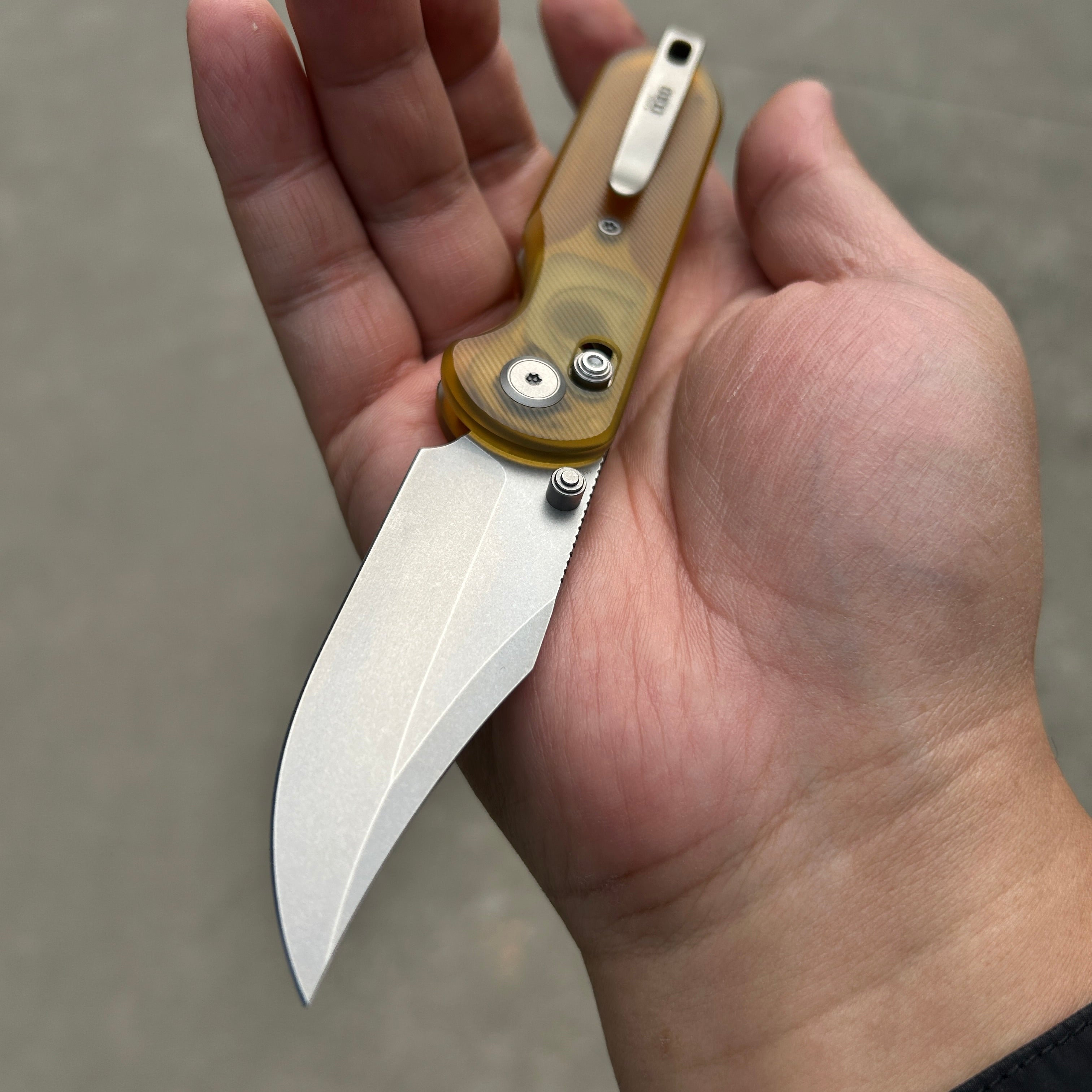 (Pre-order) : Geo knife Ethereal Cutter Axis lock Folding Knife Ultem Handle 3.03" Stonewash Bohler M390 Blade GEO2401E