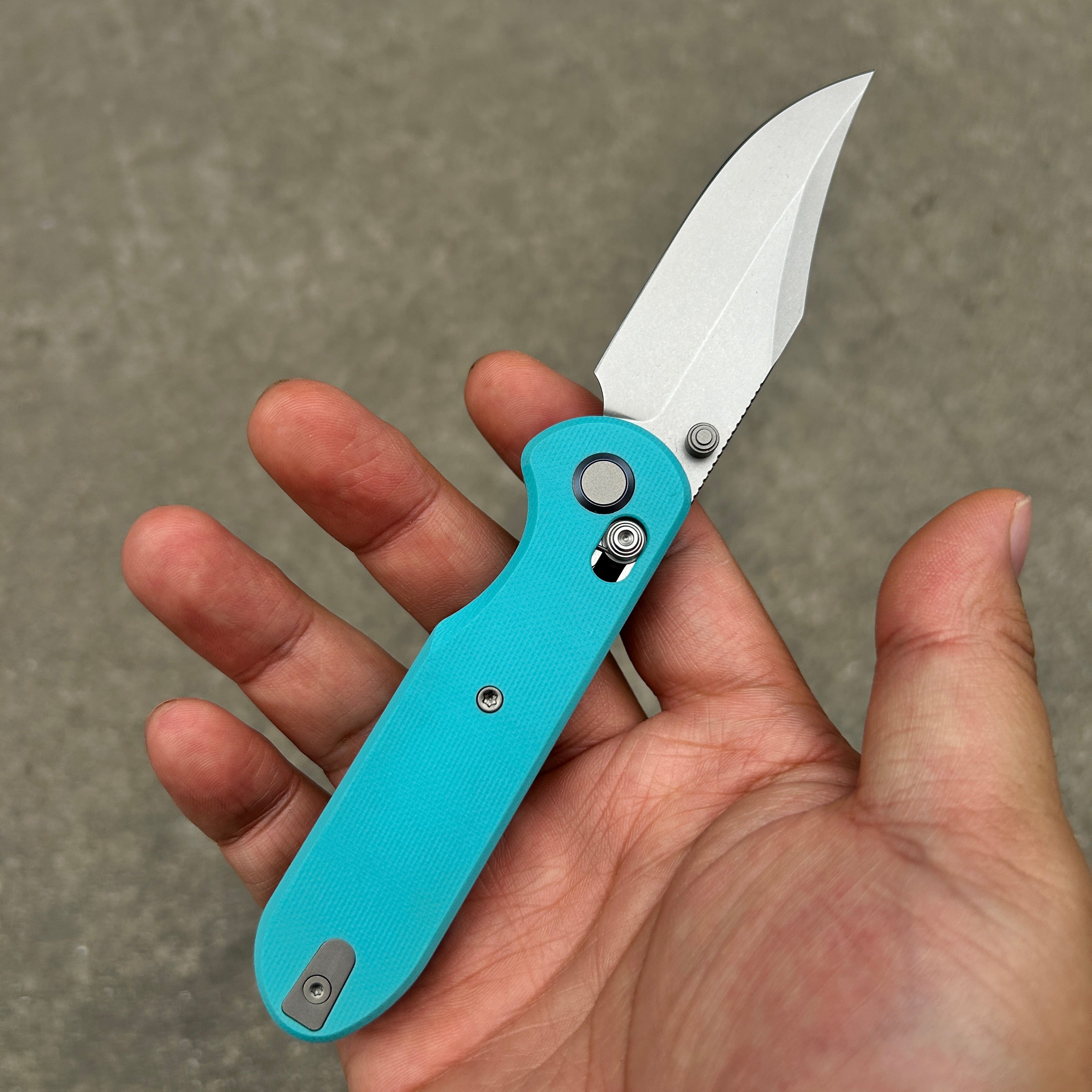 (Pre-order) : Geo knife Ethereal Cutter Axis lock Folding Knife Tiffany Blue G10 Handle 3.03" Stonewash Bohler M390 Blade GEO2401G
