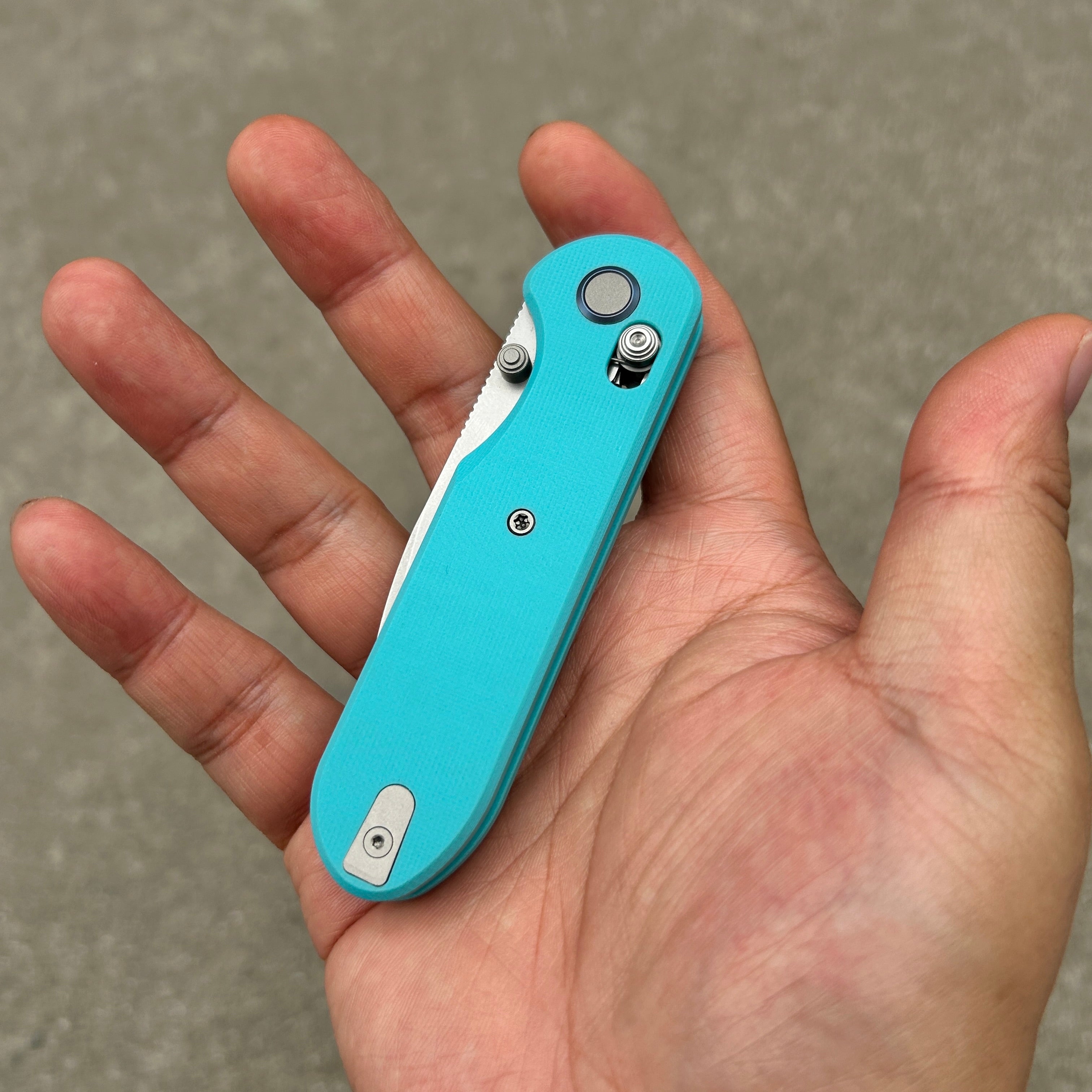 (Pre-order) : Geo knife Ethereal Cutter Axis lock Folding Knife Tiffany Blue G10 Handle 3.03" Stonewash Bohler M390 Blade GEO2402G