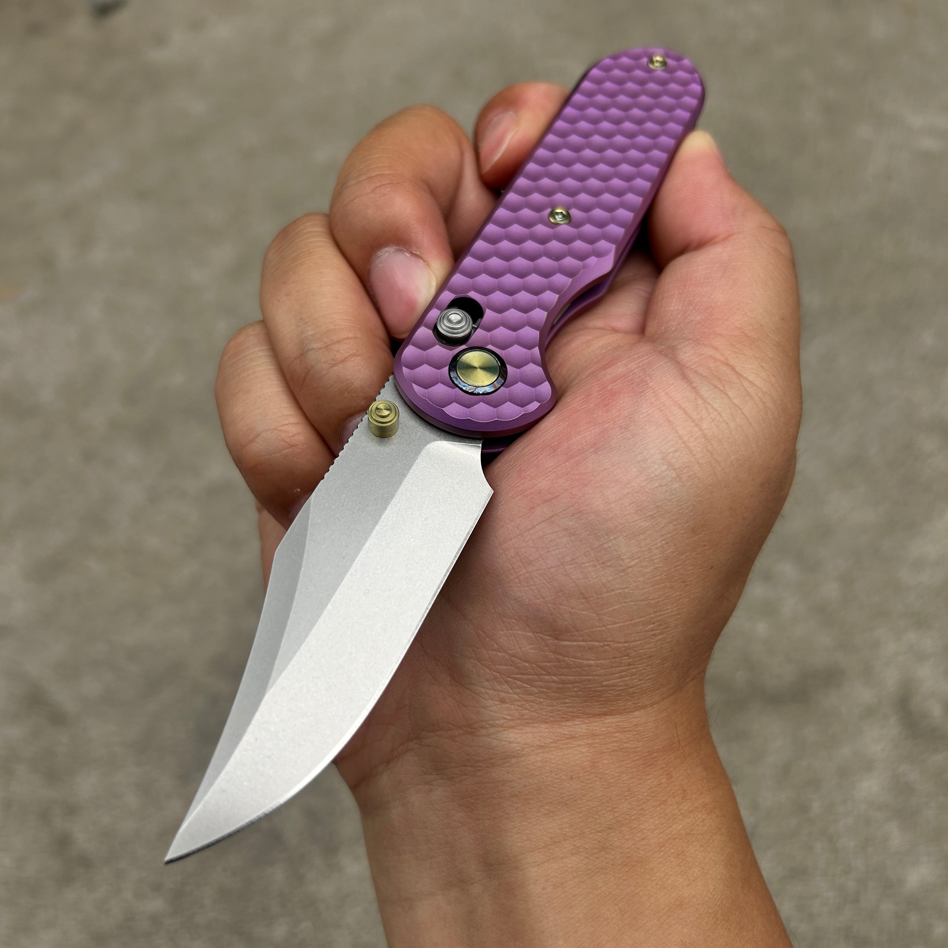 (Pre-order) : Geo knife Ethereal Cutter Axis lock Folding Knife Purple 6AL4V Titanium Handle 3.03" Stonewash Bohler M390 Blade GEO2401I