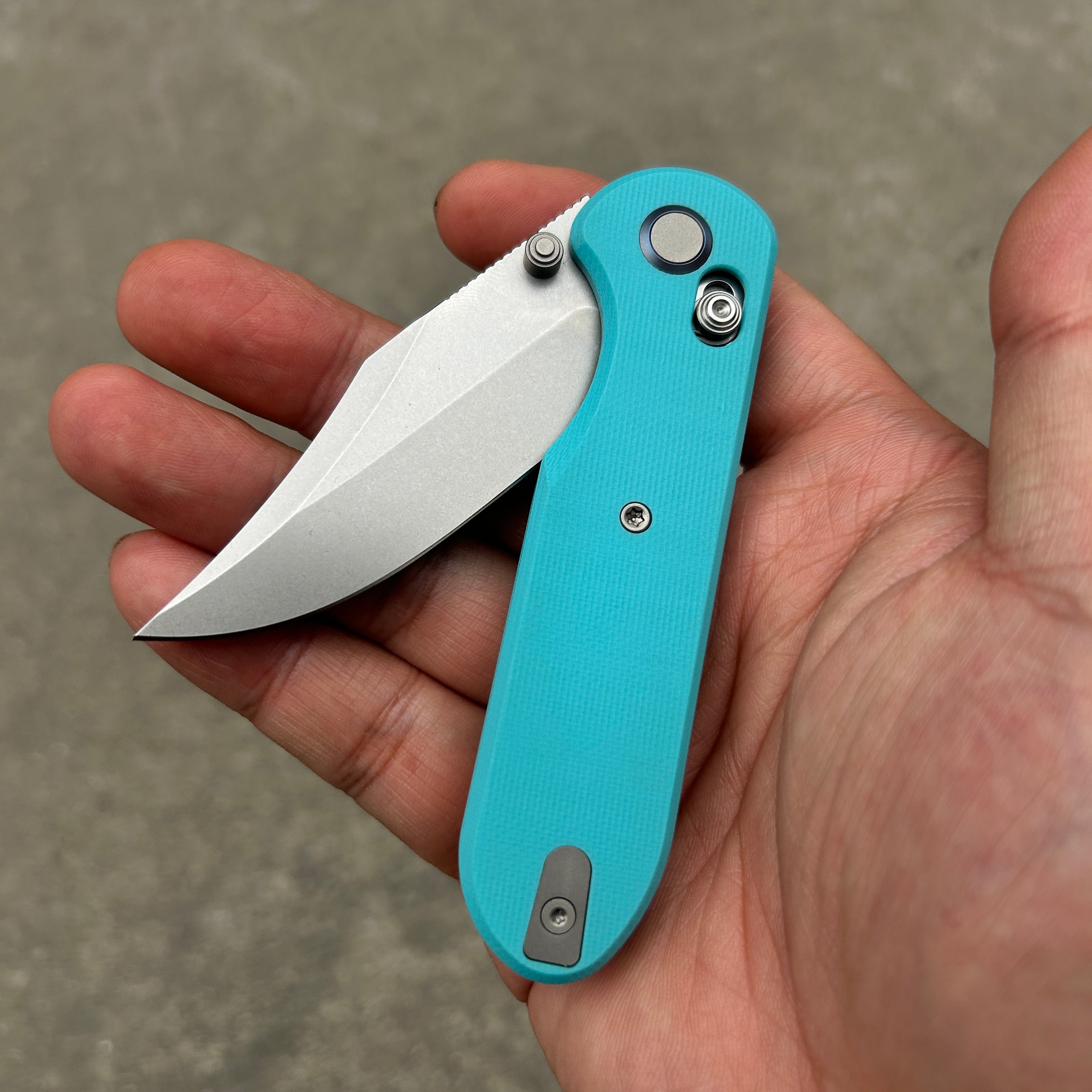 (Pre-order) : Geo knife Ethereal Cutter Axis lock Folding Knife Tiffany Blue G10 Handle 3.03" Stonewash Bohler M390 Blade GEO2401G