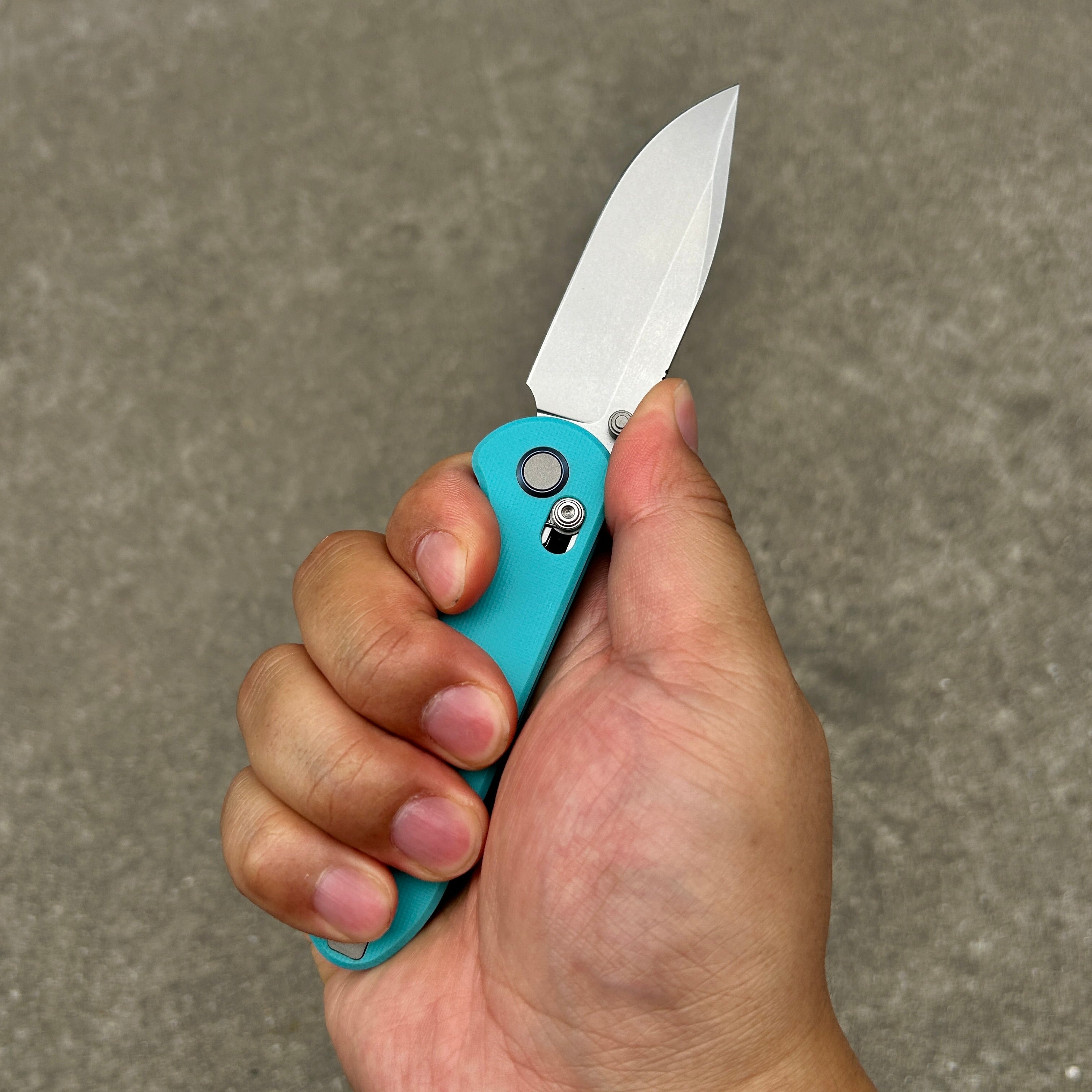 (Pre-order) : Geo knife Ethereal Cutter Axis lock Folding Knife Tiffany Blue G10 Handle 3.03" Stonewash Bohler M390 Blade GEO2402G
